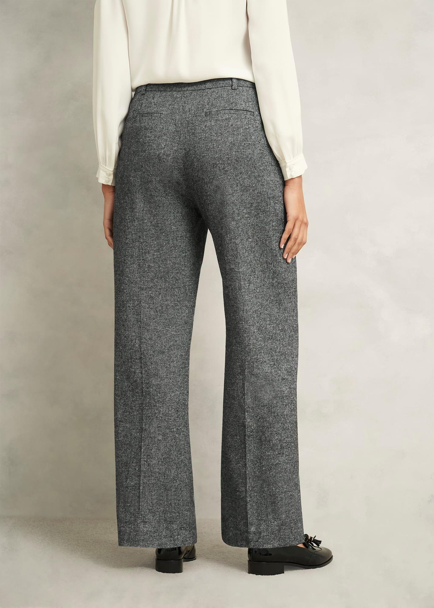 Emelie Wide Trousers With Wool, Black Ivory, hi-res
