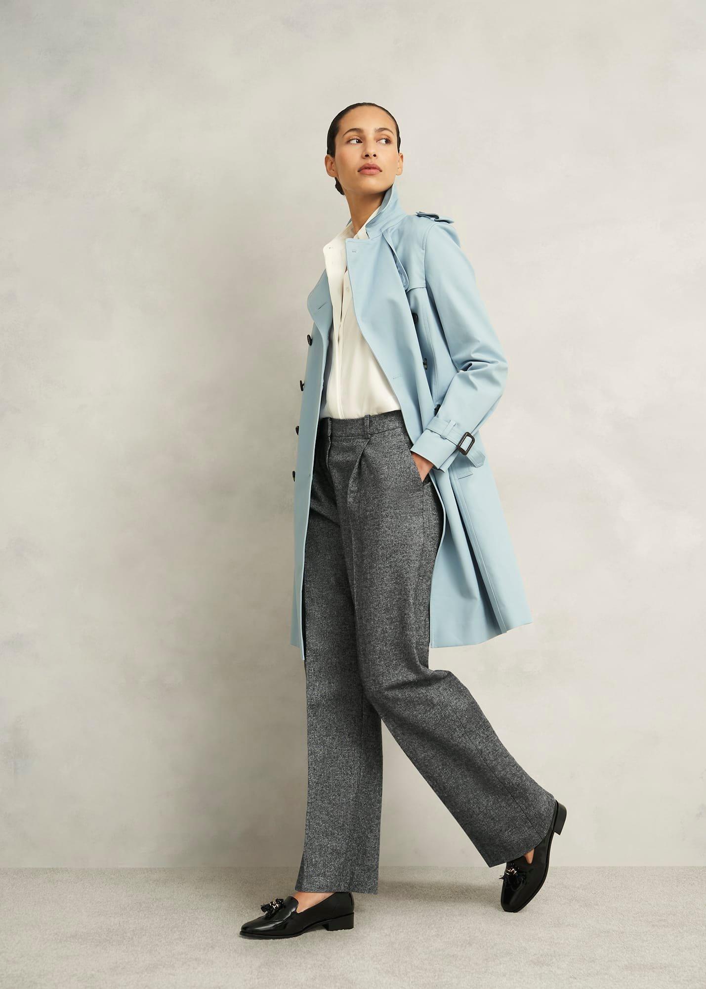 Emelie Wide Trousers With Wool, Black Ivory, hi-res