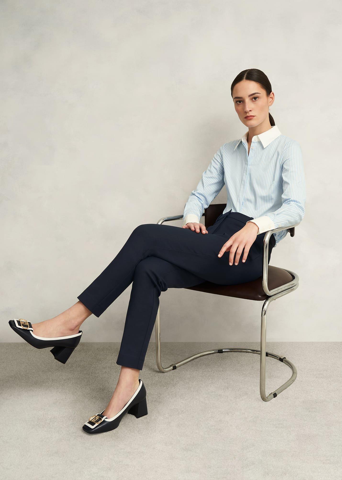 Nicky Tapered Travel Trousers, Navy, hi-res