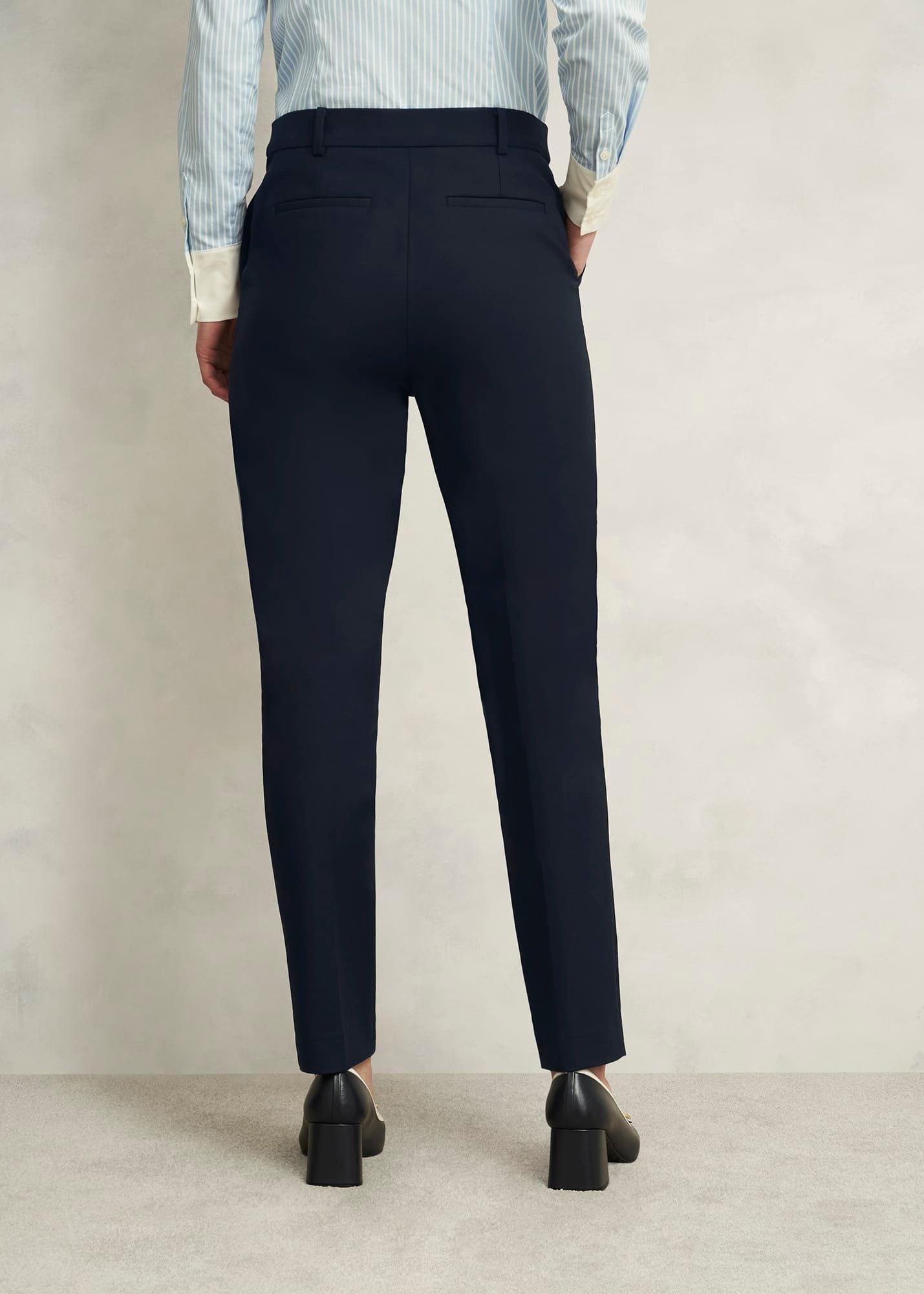 Petite Nicky Tapered Travel Trousers, Navy, hi-res