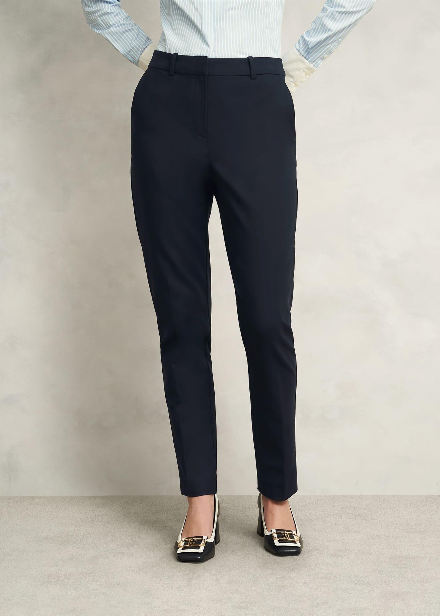 Petite Nicky Tapered Travel Trousers, Navy, hi-res