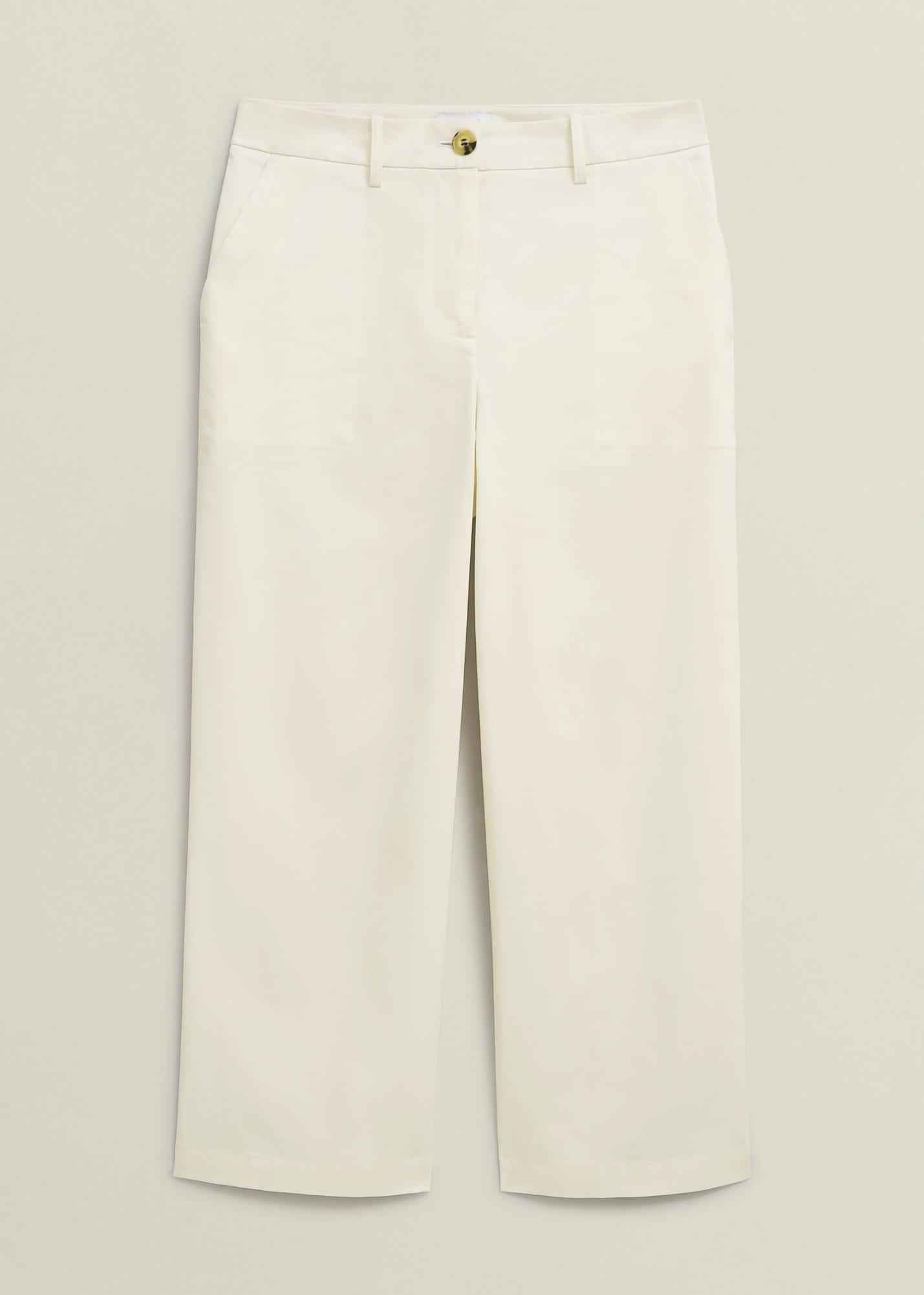 Clemmie Cotton Trousers, Milky White, hi-res