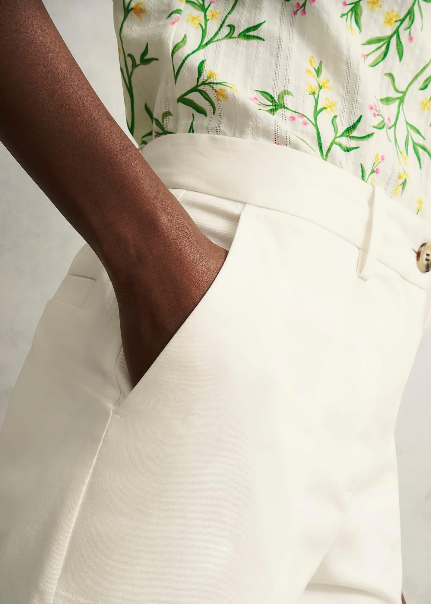 Clemmie Cotton Trousers, Milky White, hi-res