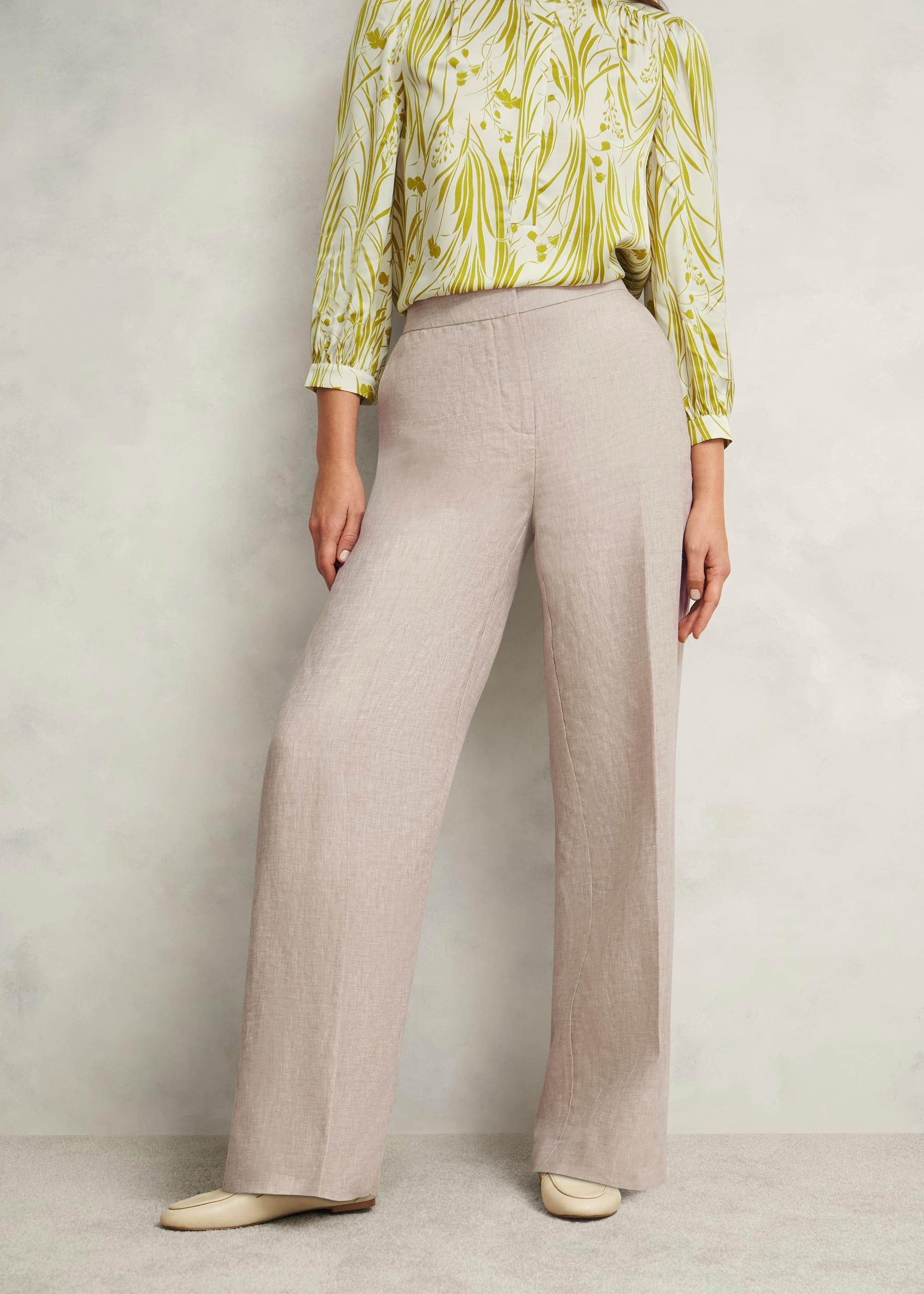 Alessia Linen Wide Trousers, Neutral, hi-res