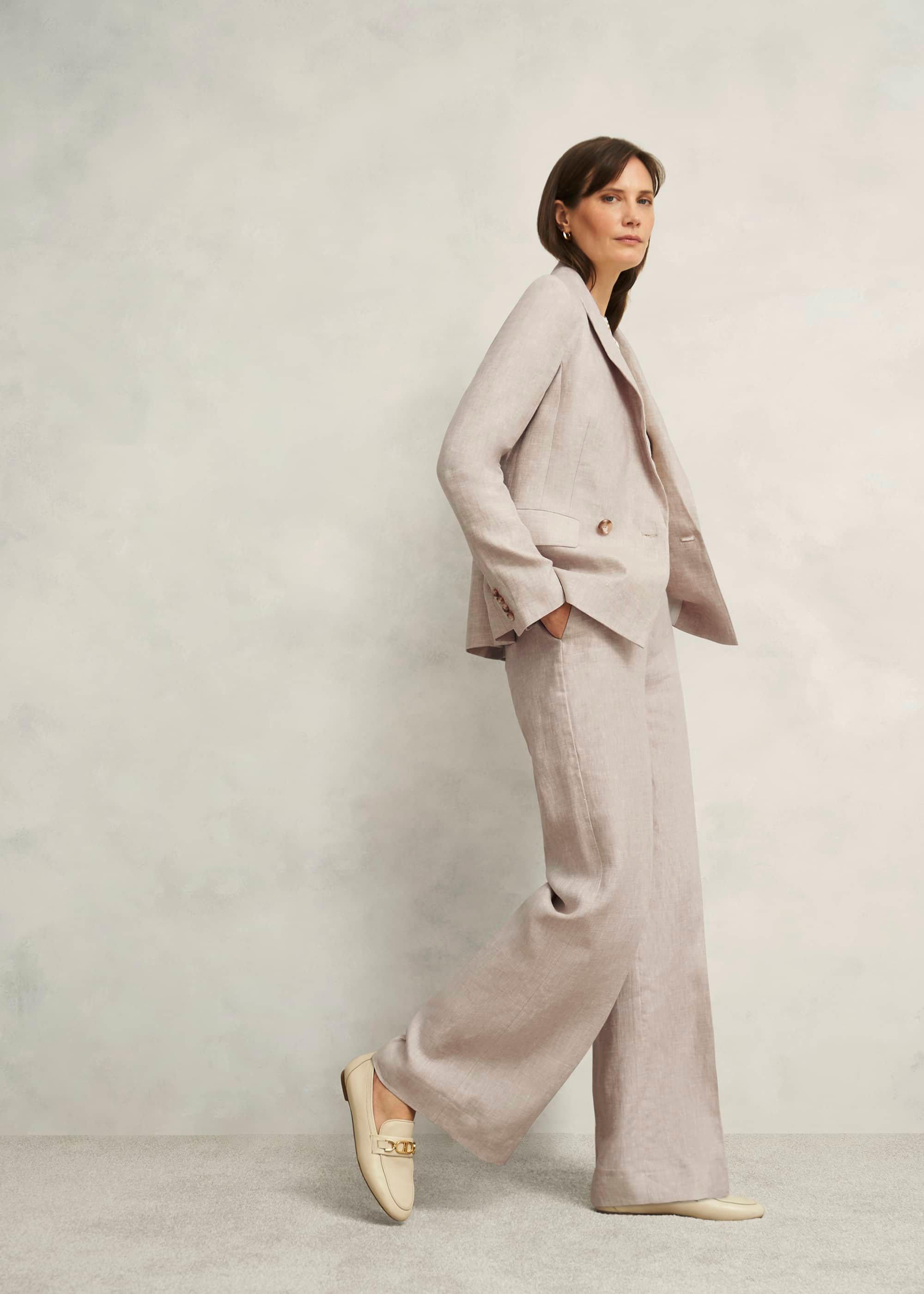 Alessia Linen Wide Trousers, Neutral, hi-res
