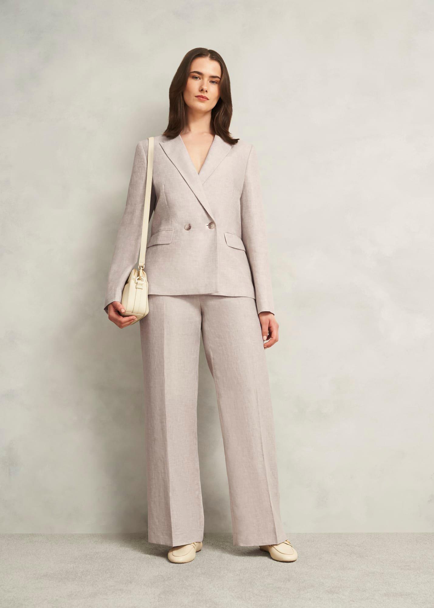 Alessia Linen Wide Trousers, Neutral, hi-res