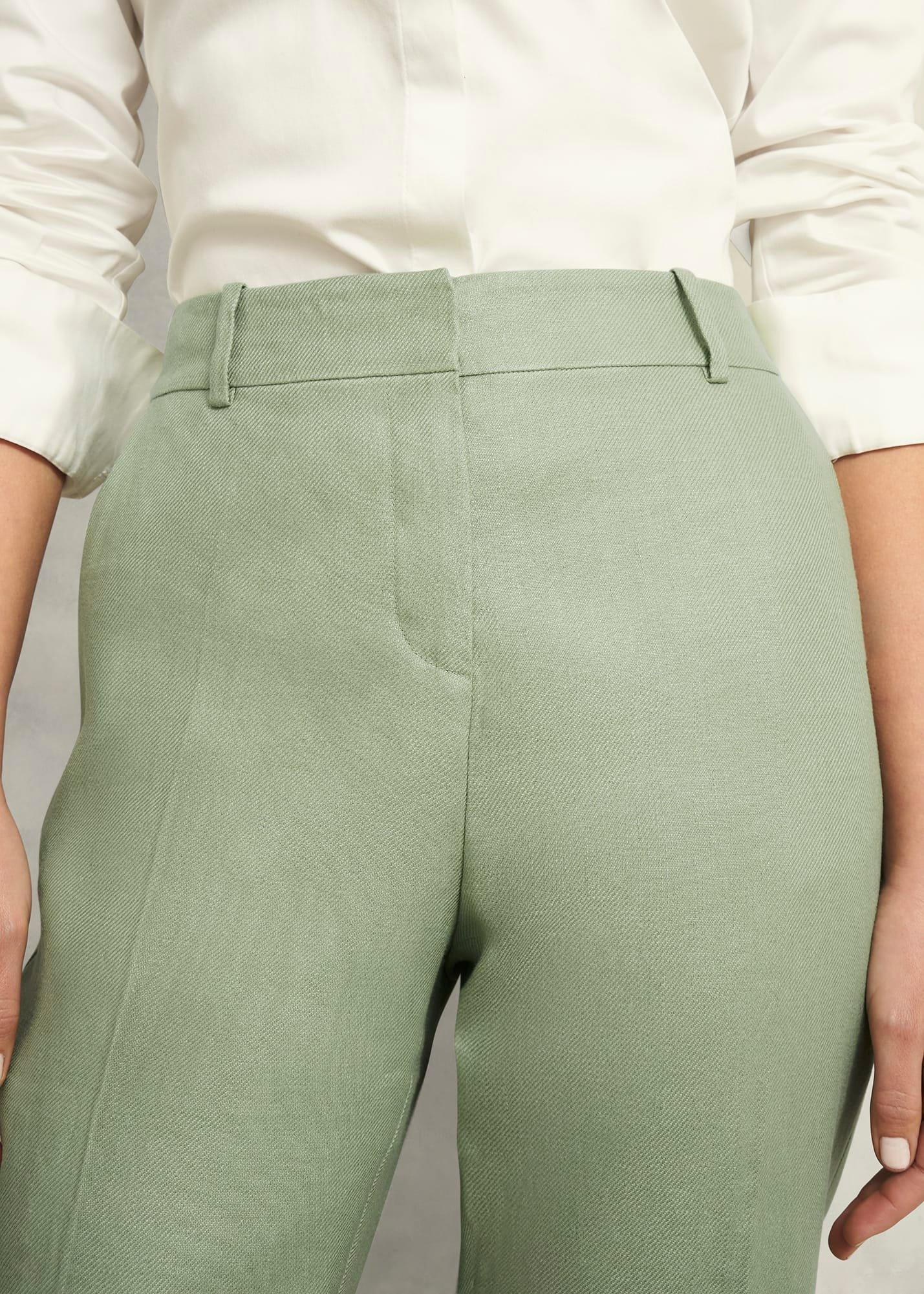 Marietta Linen Straight Trousers, Sage Green, hi-res