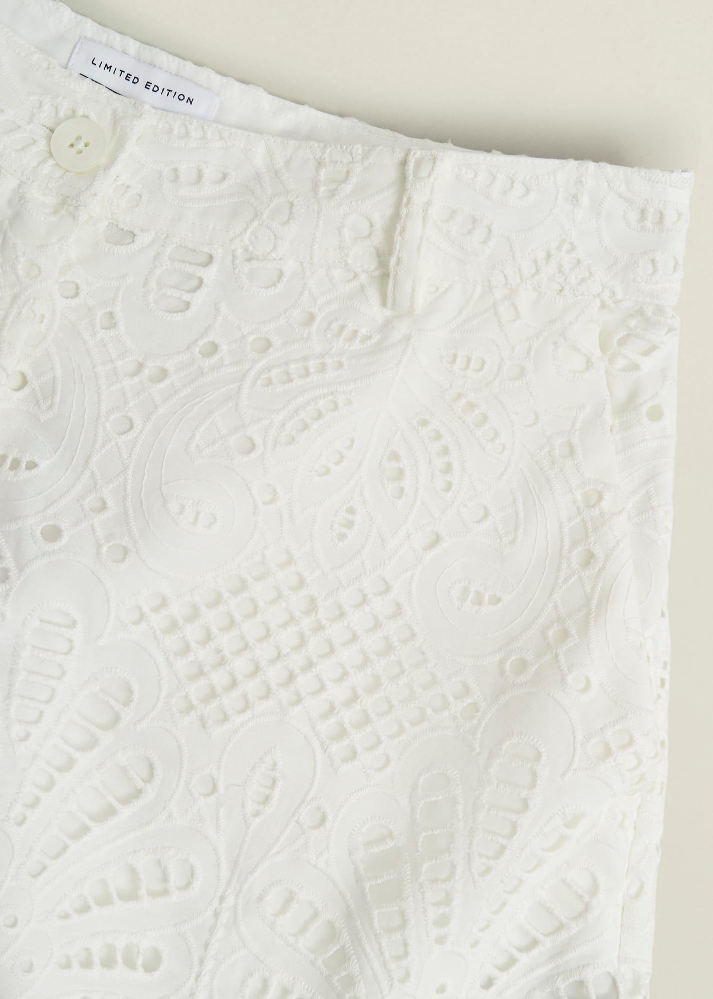 White Buscot Cotton Broderie Shorts, Hobbs White, hi-res
