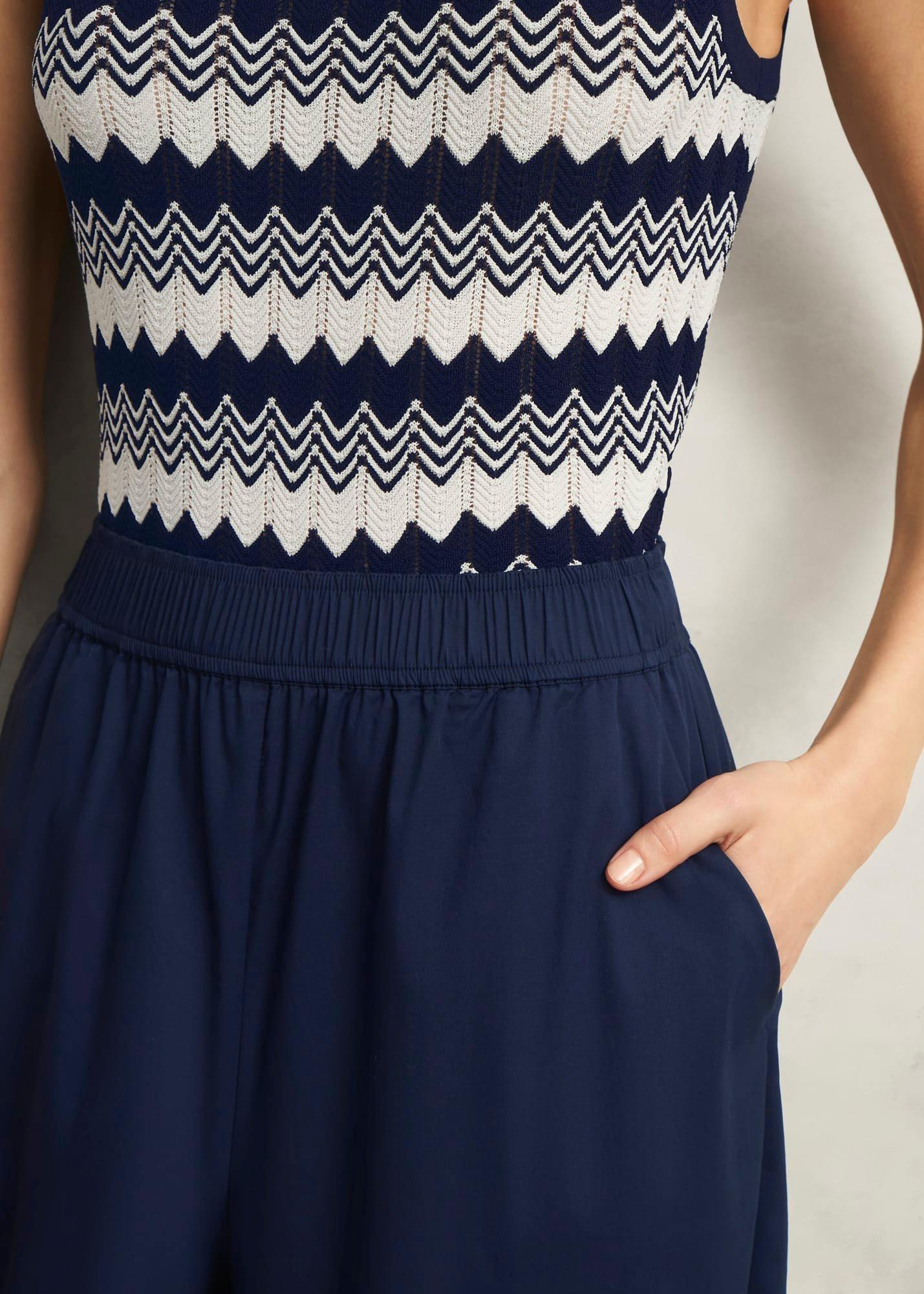 Midnight Navy Ranworth Cotton Blend Culotte, Midnight, hi-res