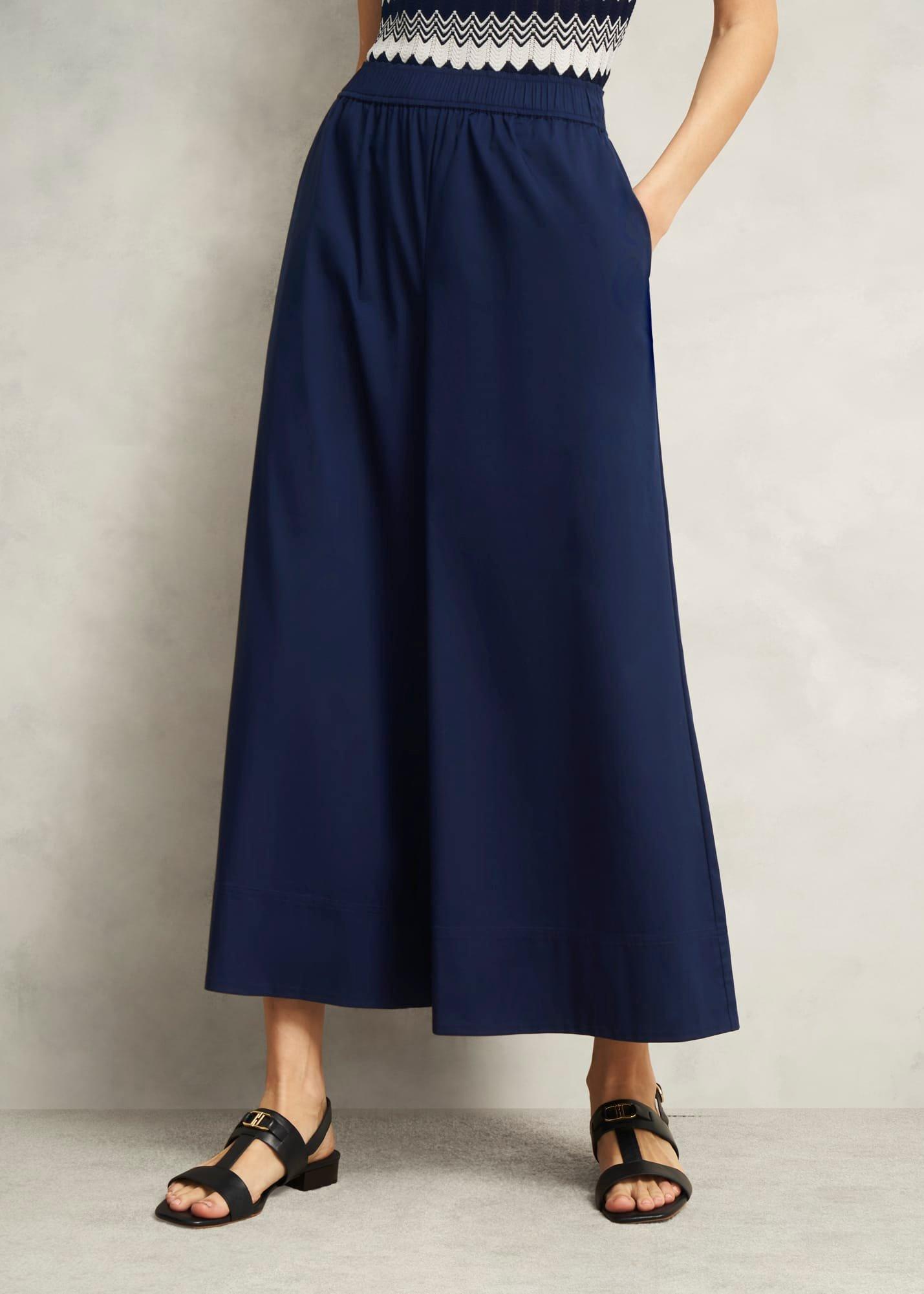 Midnight Navy Ranworth Cotton Blend Culotte, Midnight, hi-res