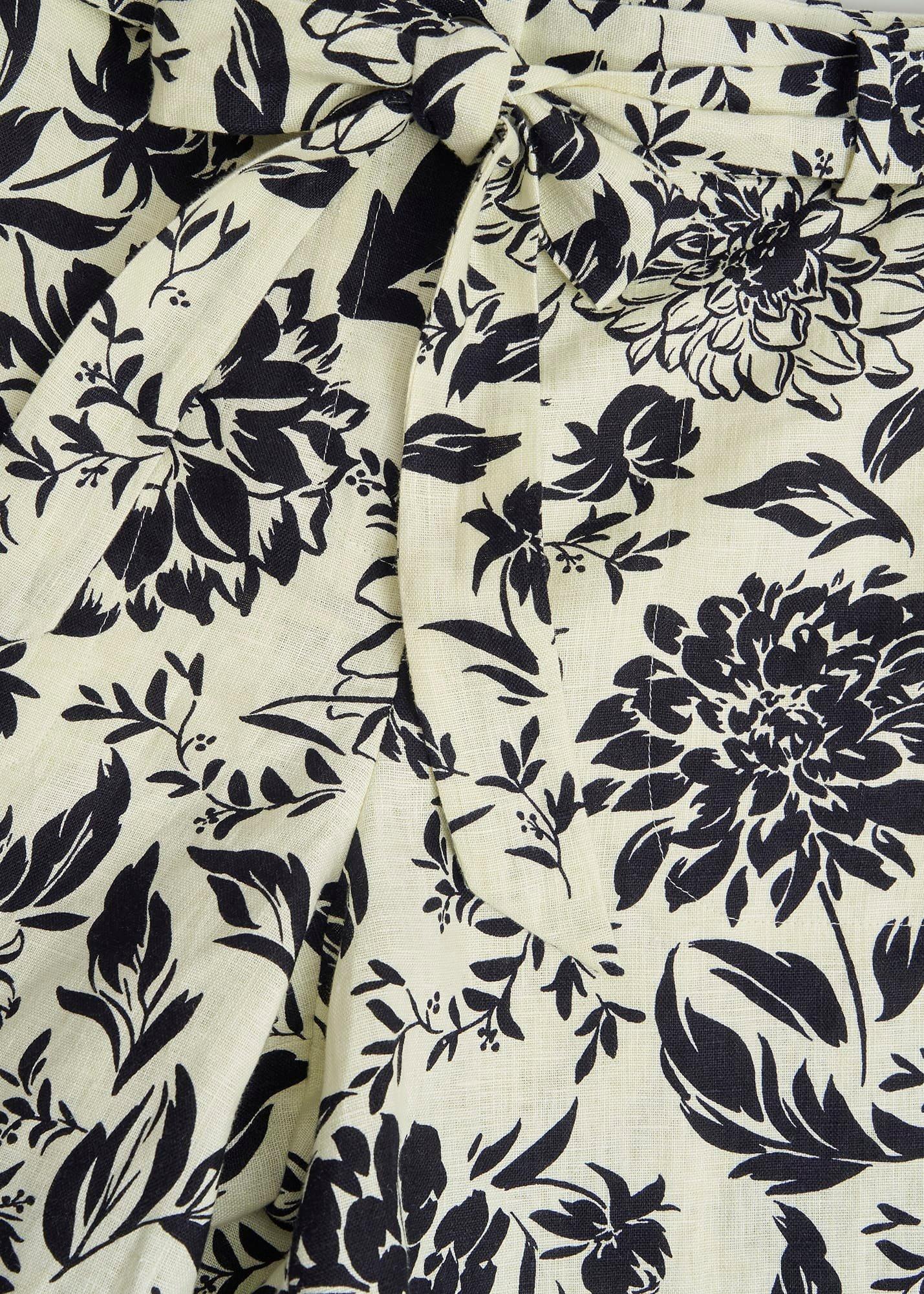 Maura Linen Shorts, Cream Navy, hi-res