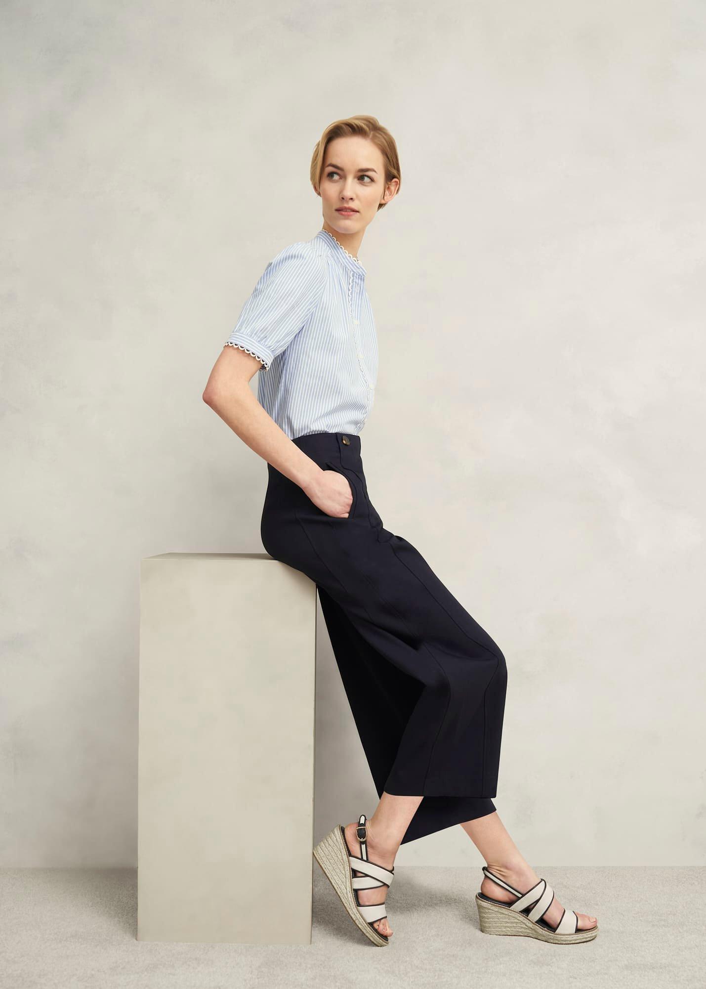Kimmi Crop Trousers, Navy, hi-res