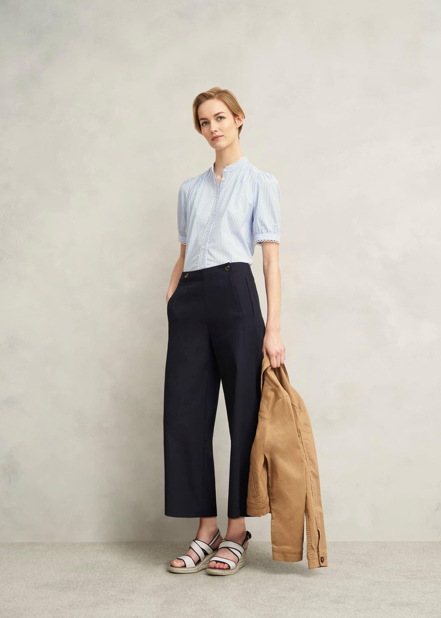 Kimmi Crop Trousers, Navy, hi-res