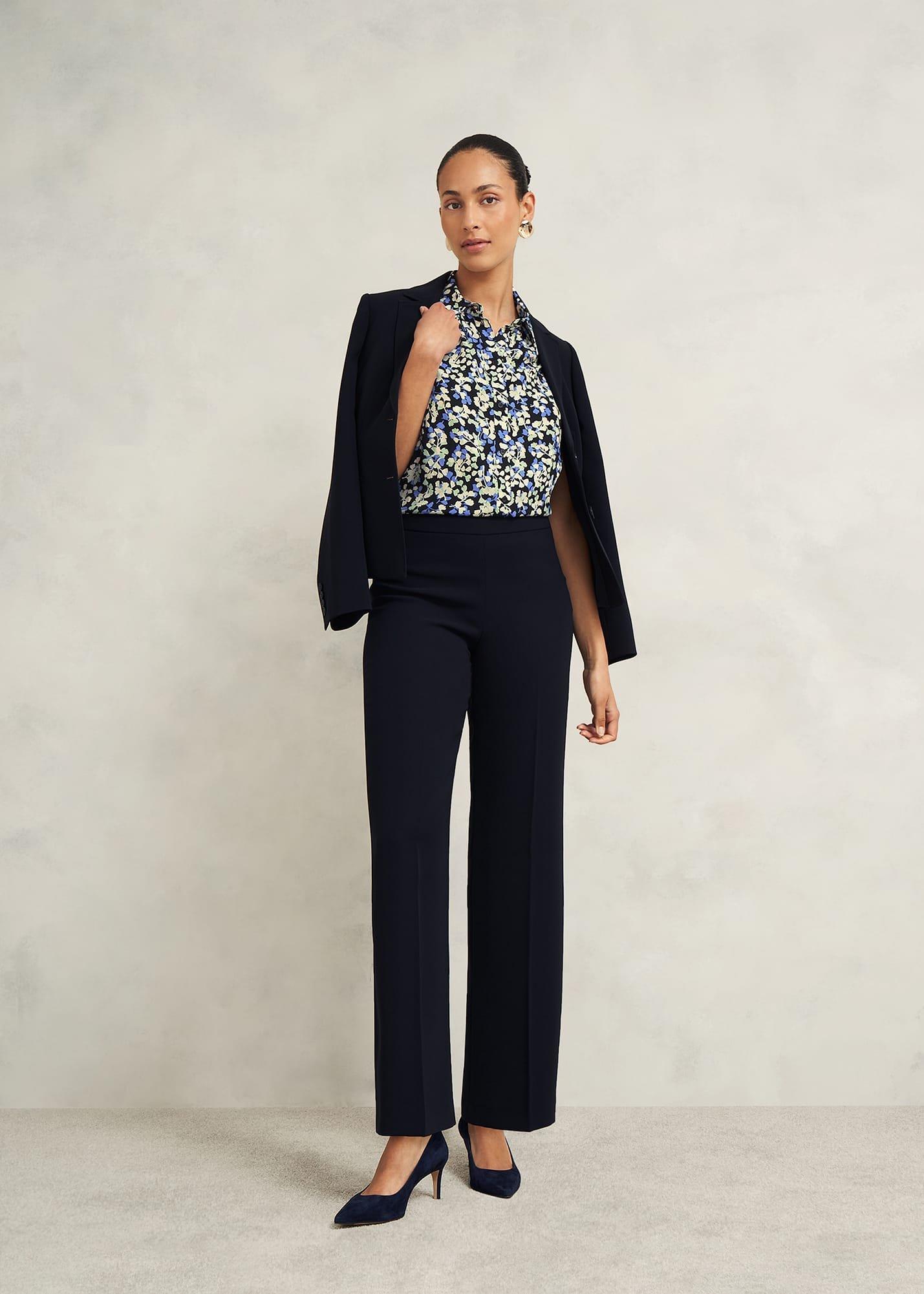 Petite Mel Wide Trousers, Navy, hi-res
