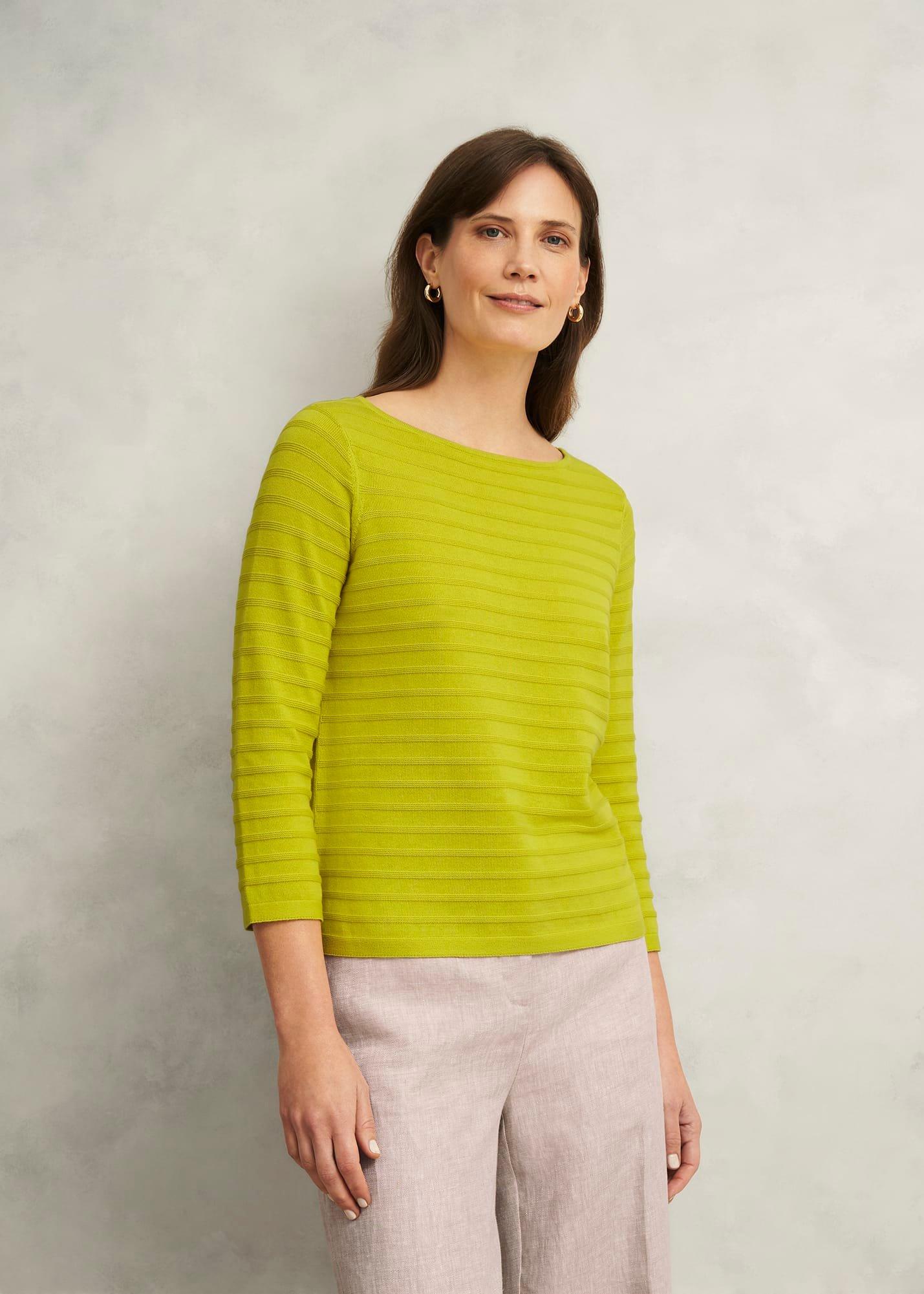 Nellie Cotton Sweater, Citrine Green, hi-res