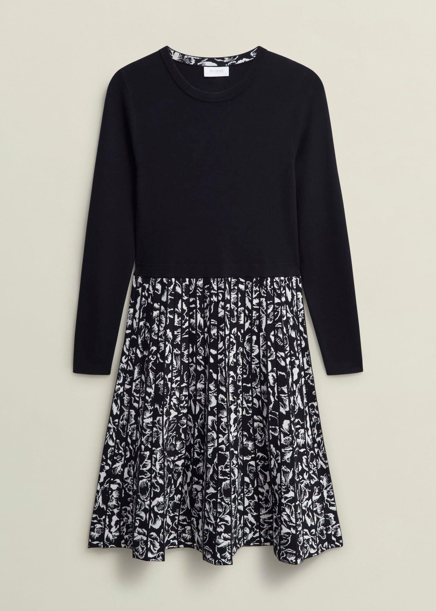 Gill Knitted Dress, Black Ivory, hi-res