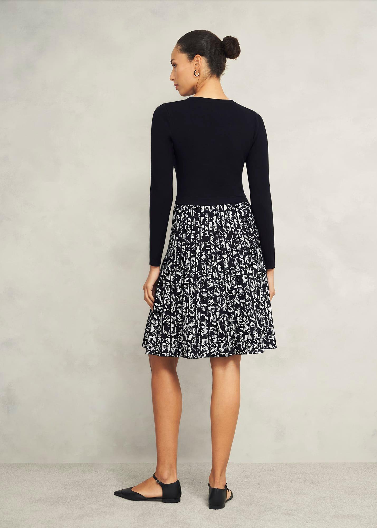 Gill Knitted Dress, Black Ivory, hi-res