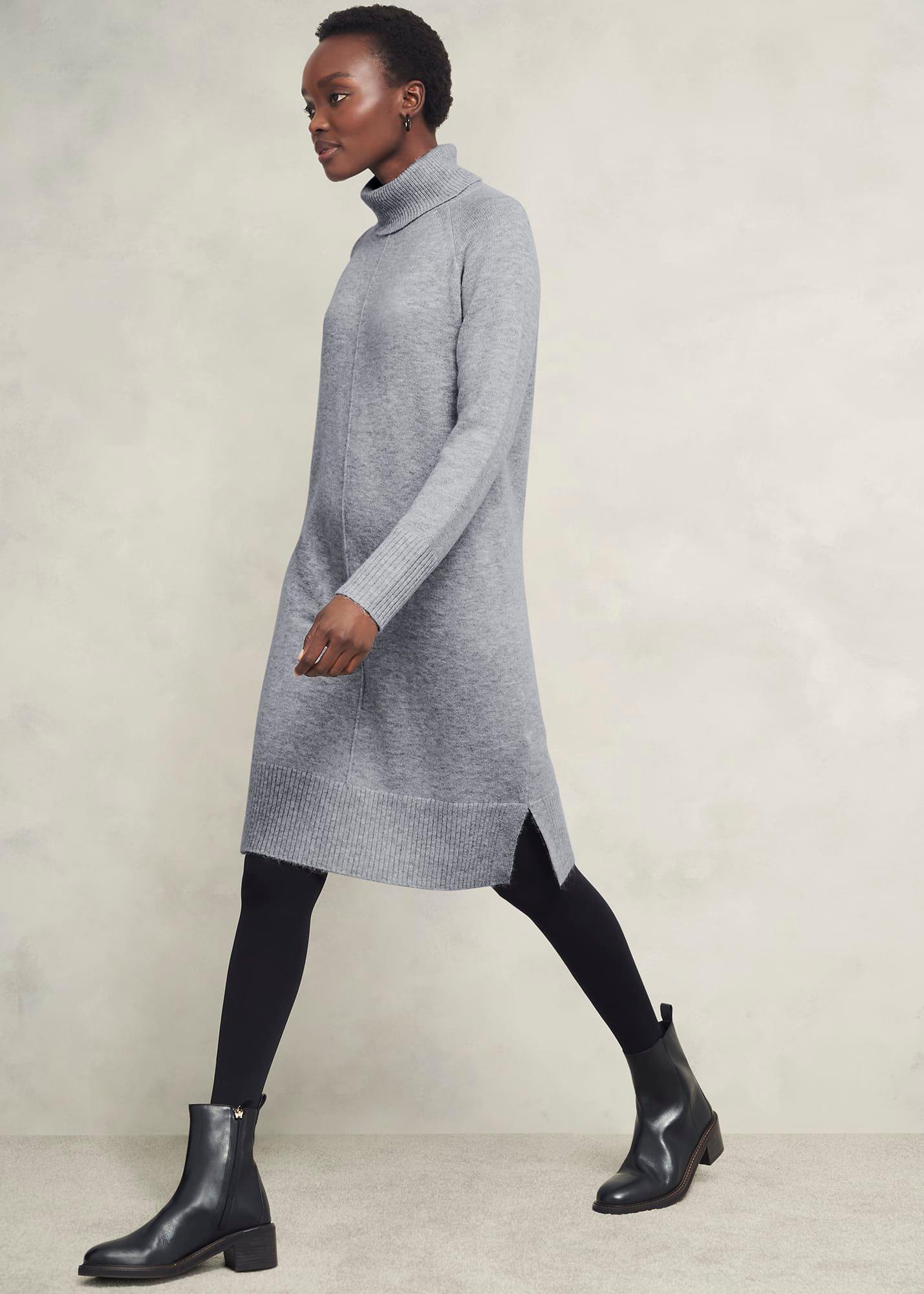 Nessa Knitted Dress With Alpaca, Mid Grey Marl, hi-res
