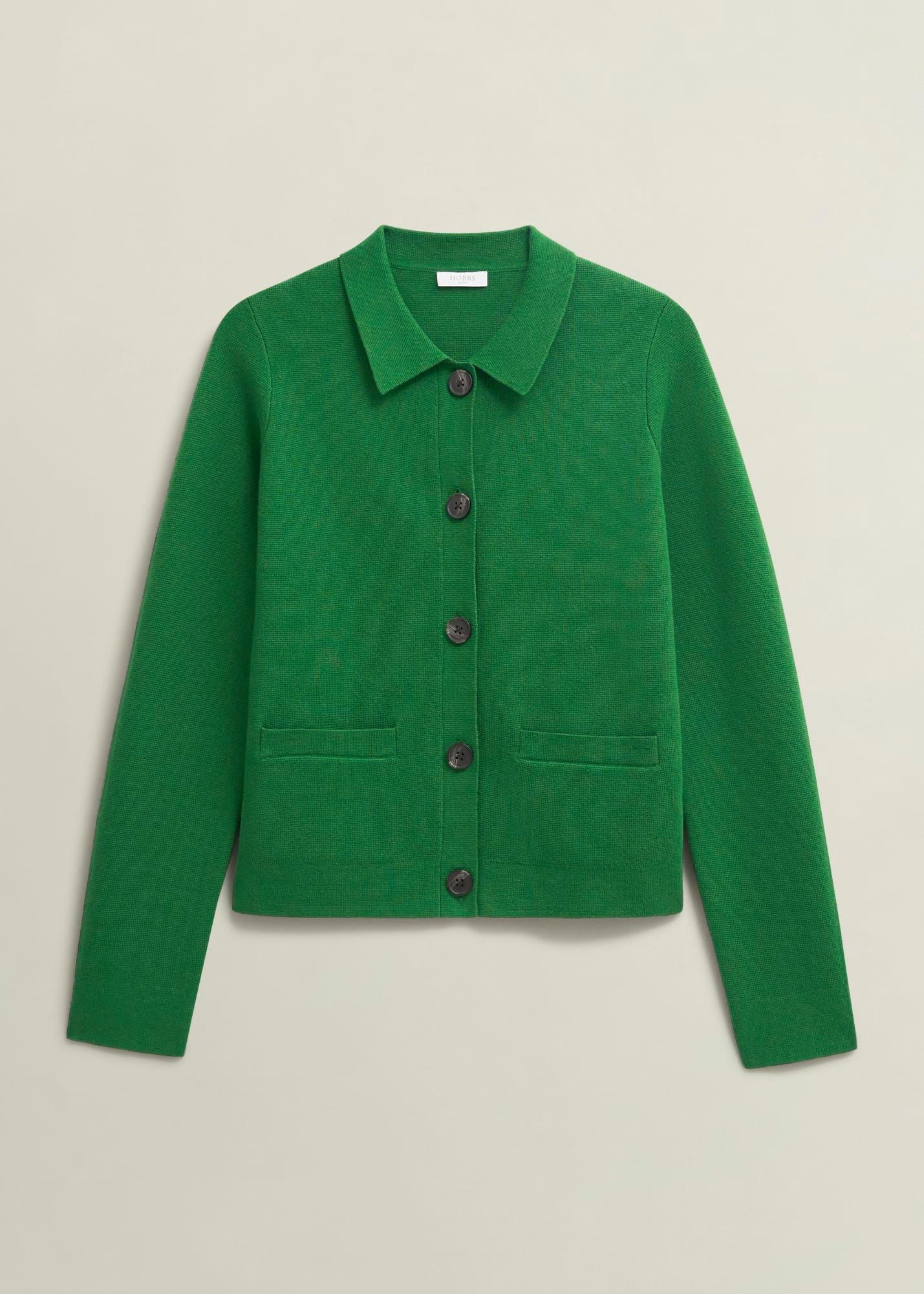 Mia Cotton Wool Knitted Jacket , Verdant Green, hi-res