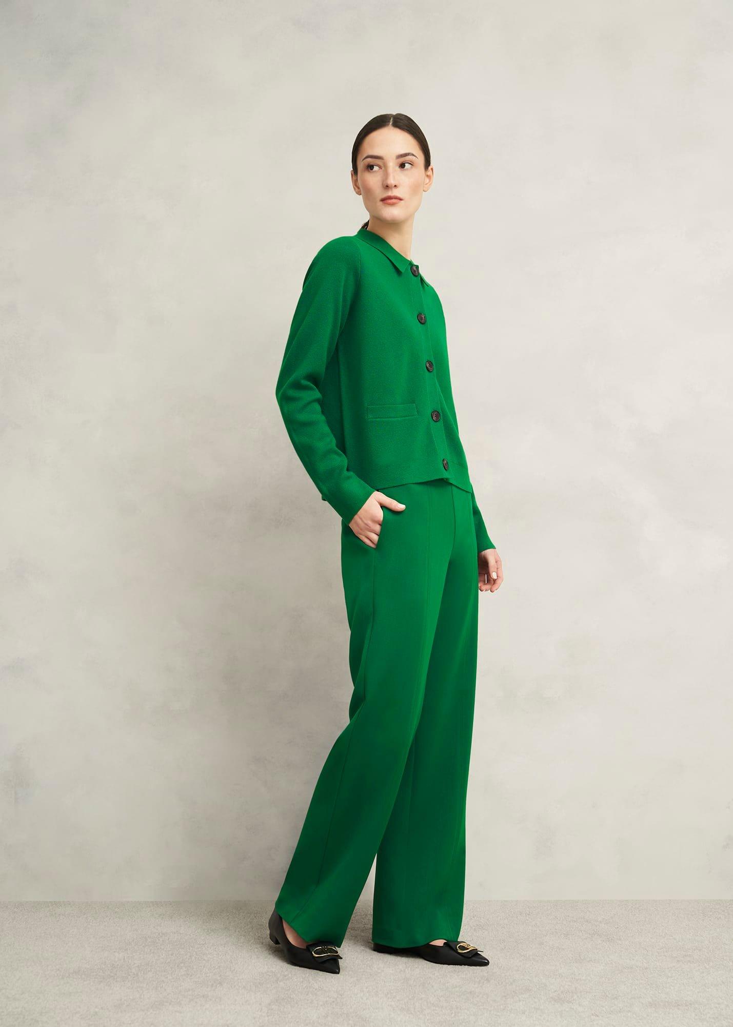 Mia Cotton Wool Knitted Jacket , Verdant Green, hi-res