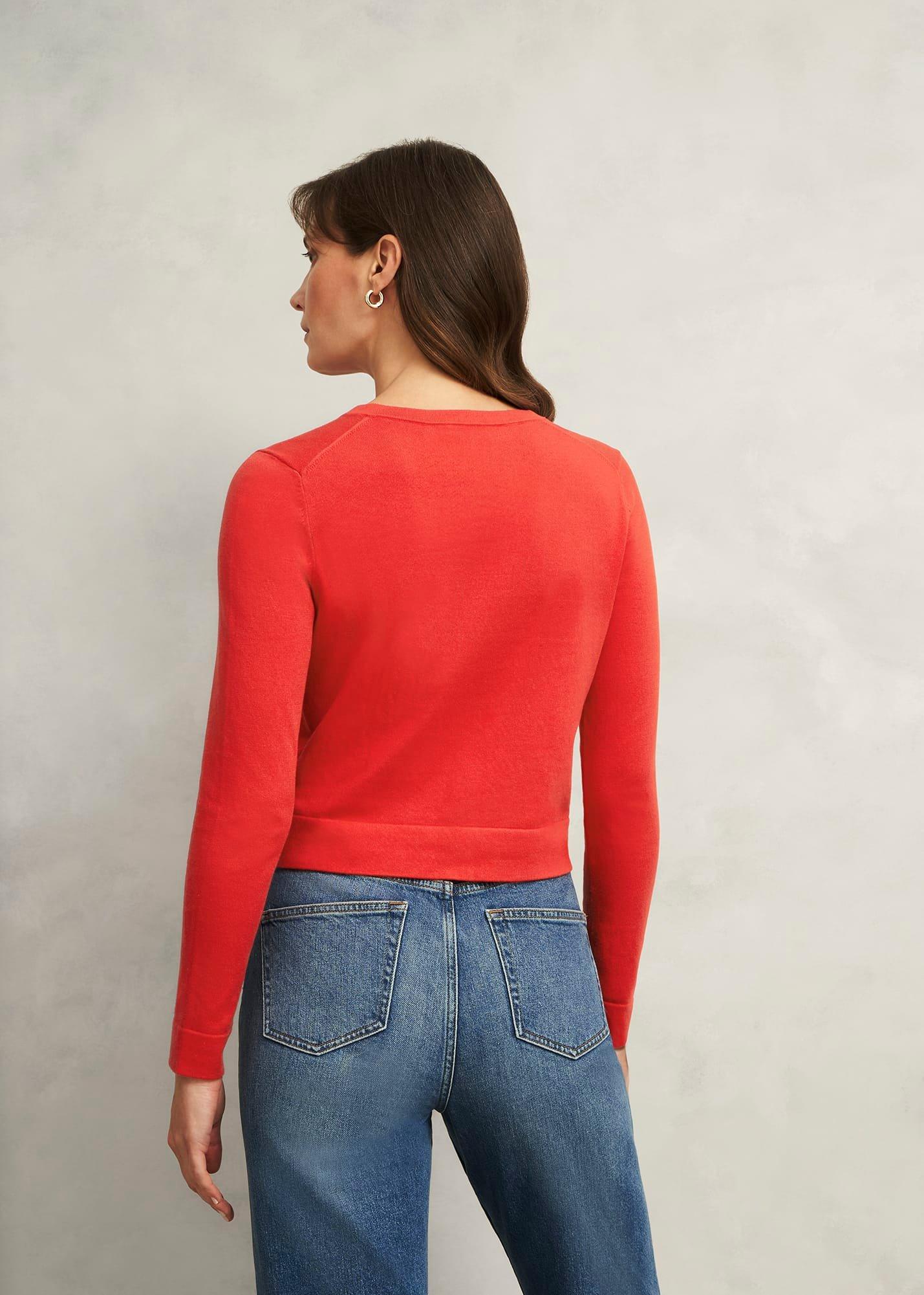 Michelle Cotton Blend Cardigan, Scarlet Red, hi-res