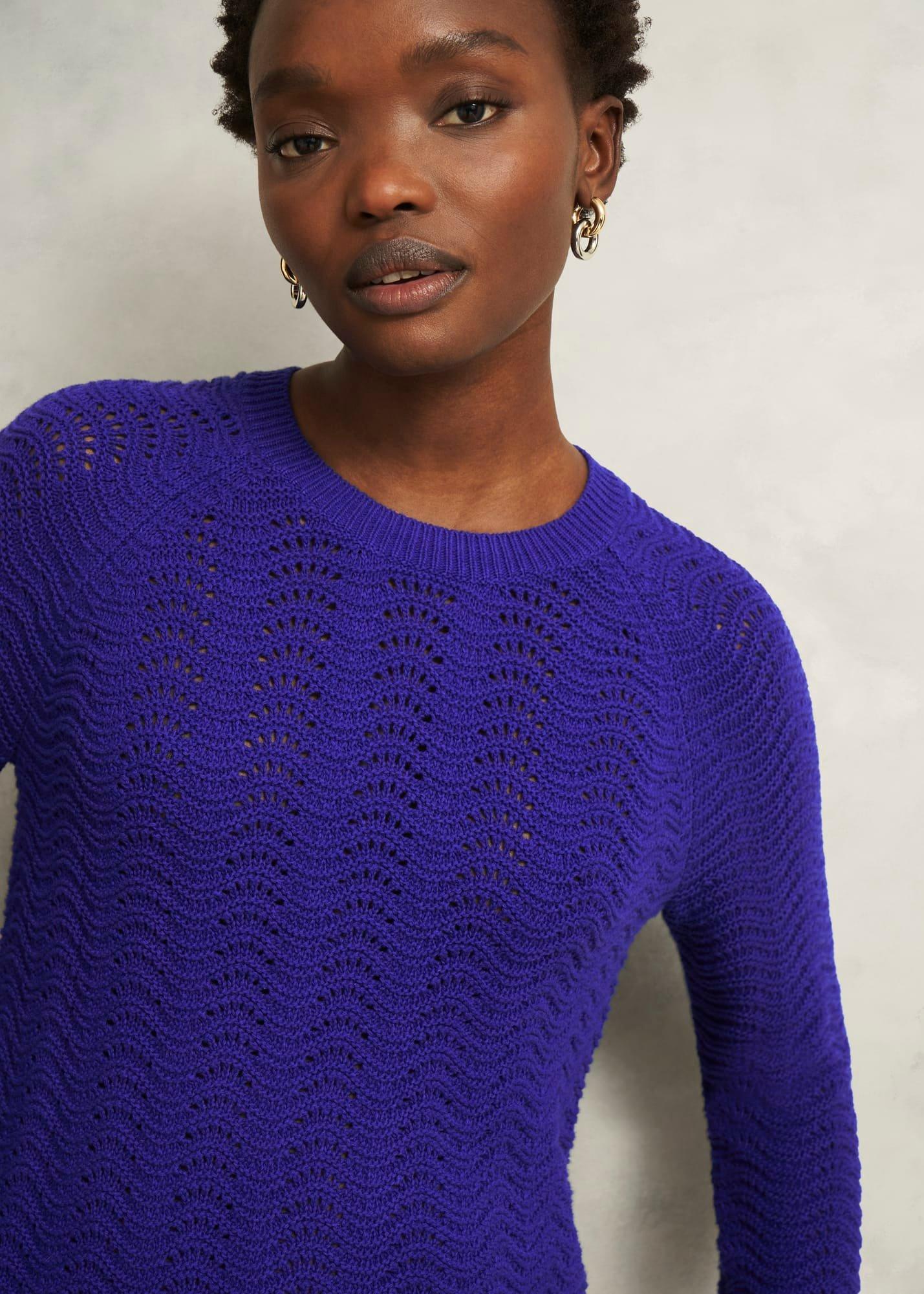 Lulu Cotton Jumper, Cobalt Blue, hi-res
