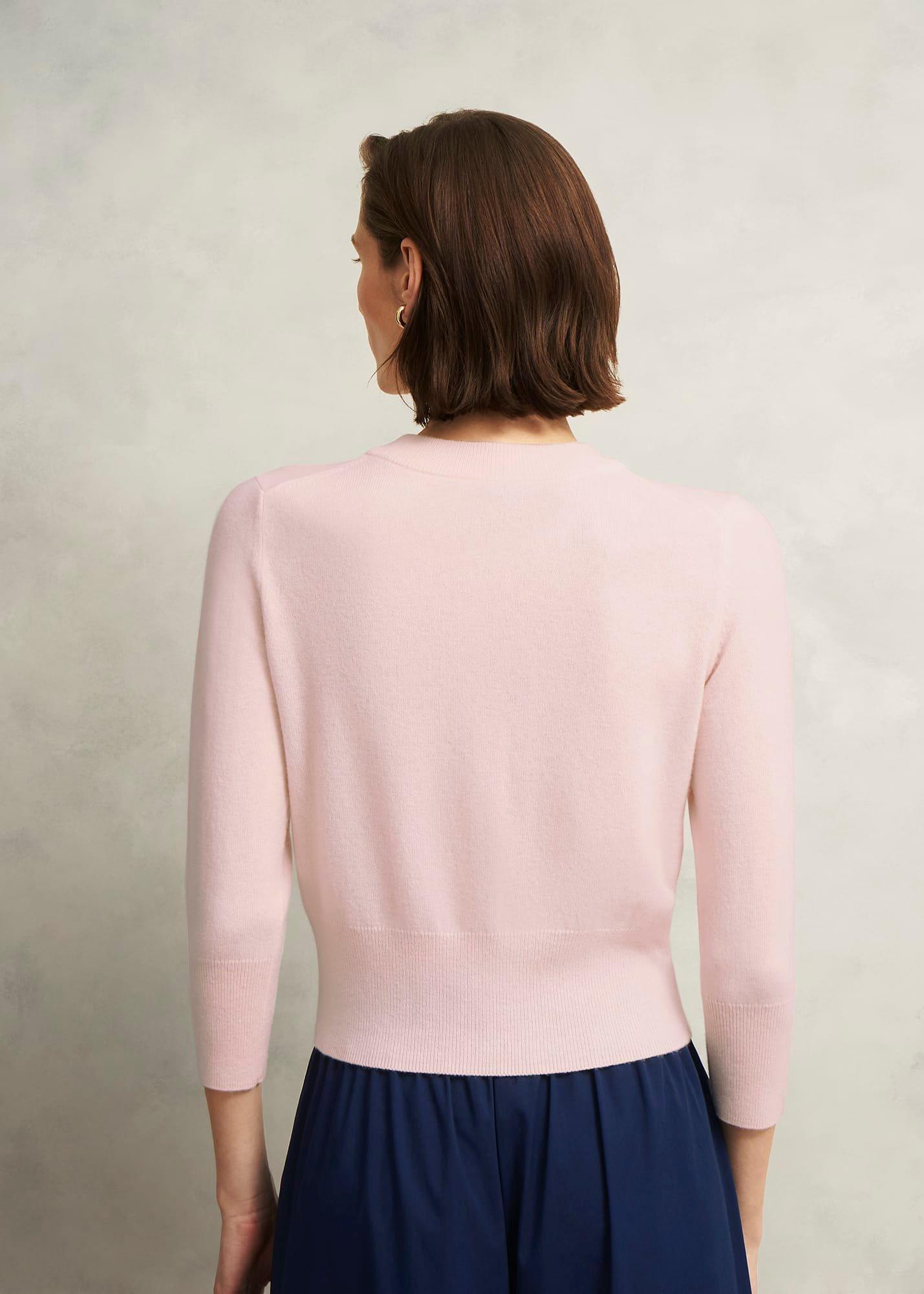 Pink Tresco Wool Cashmere Crew Neck Knitted Jumper, Pale Pink, hi-res