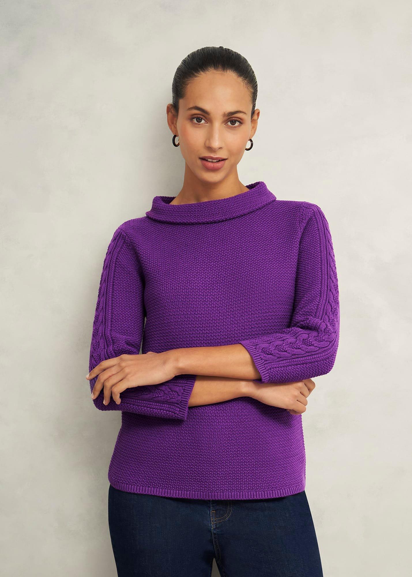 Camilla Cotton Jumper, Amaranth Purple, hi-res
