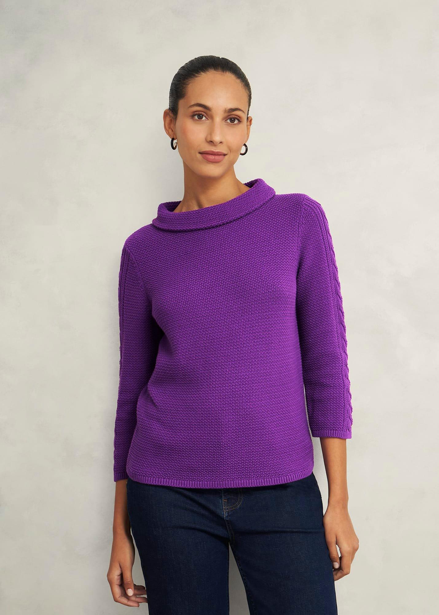 Camilla Cotton Jumper, Amaranth Purple, hi-res