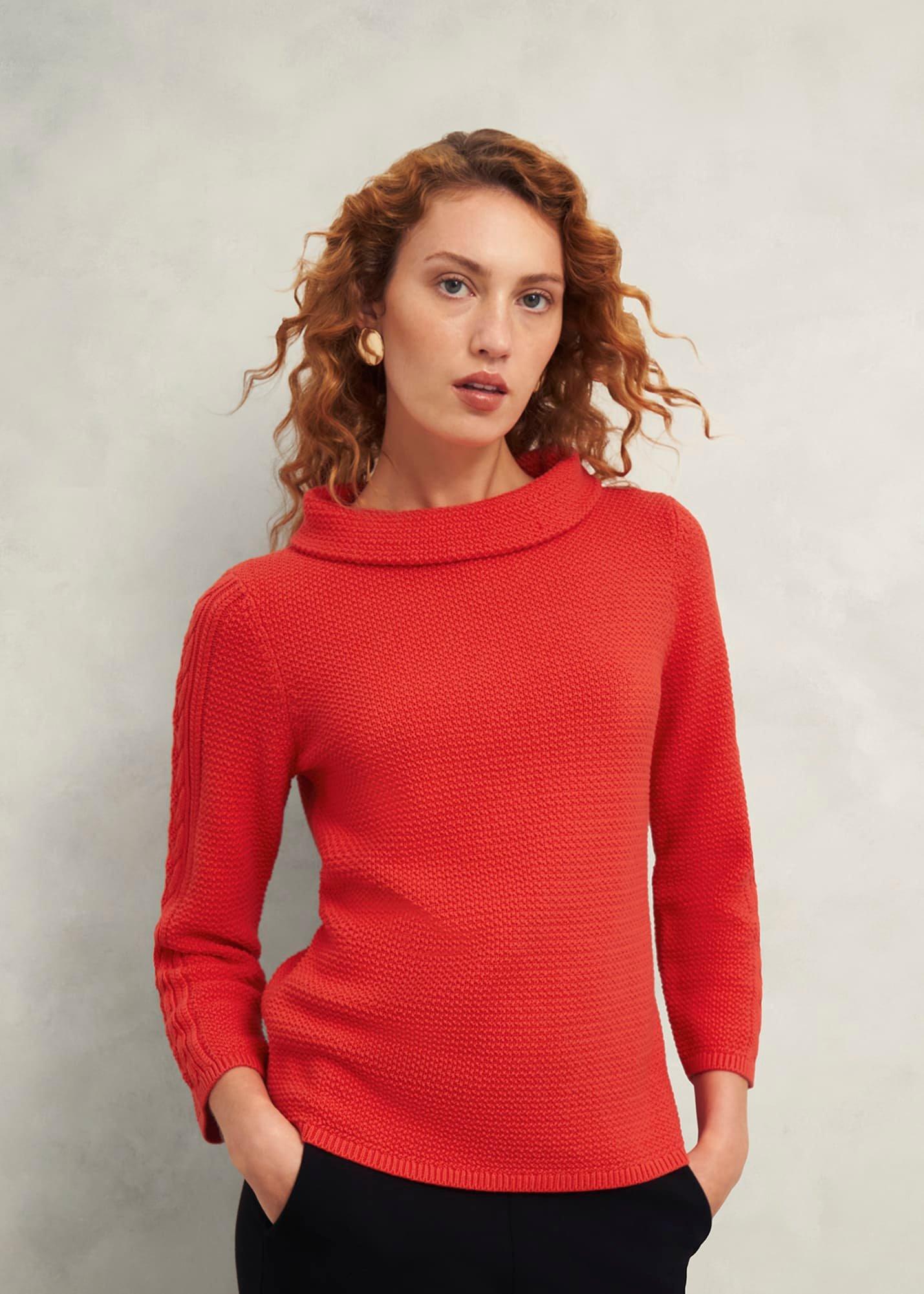 Camilla Cotton Jumper, Scarlet Red, hi-res