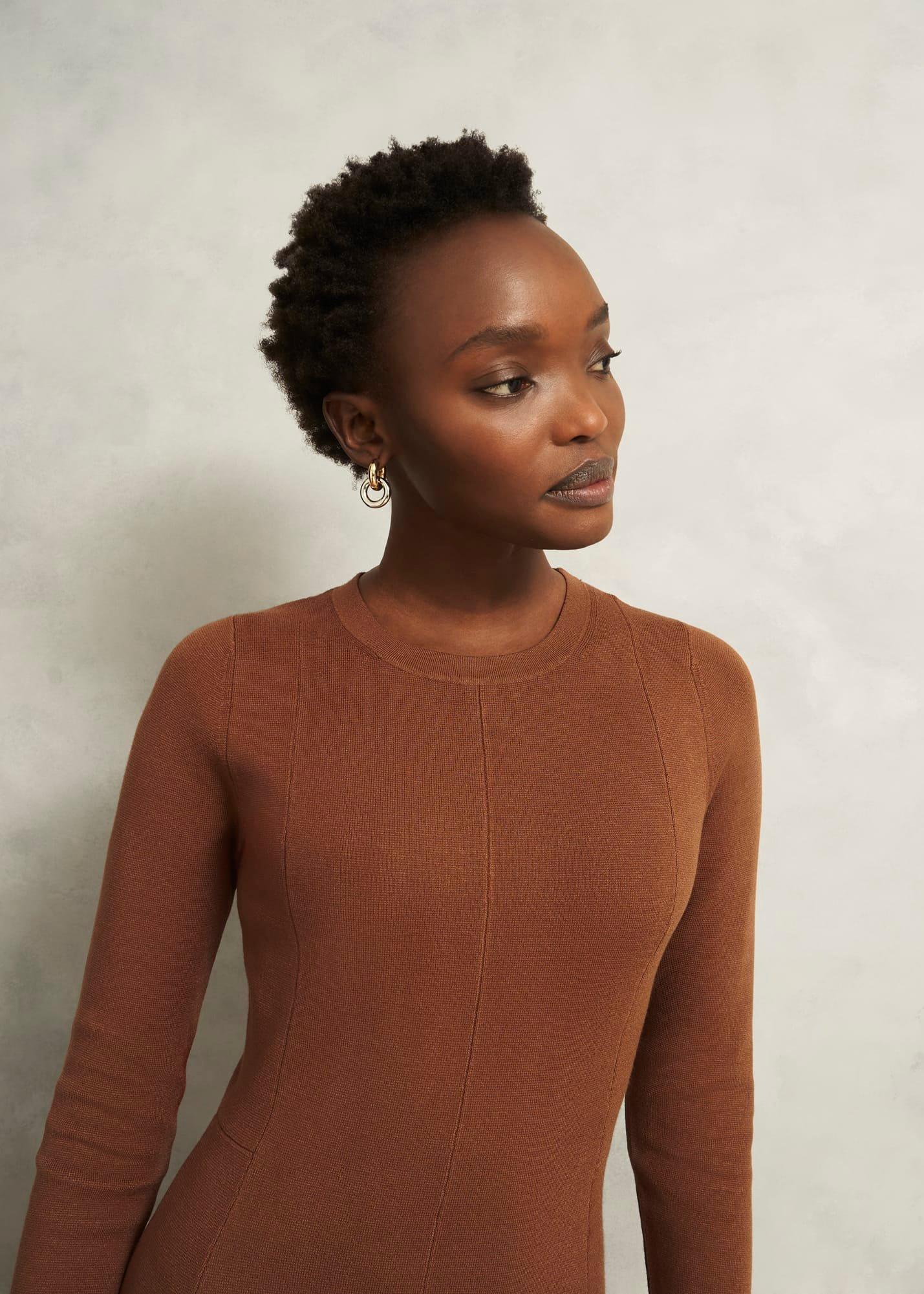 Liza Knitted Dress, Toffee, hi-res