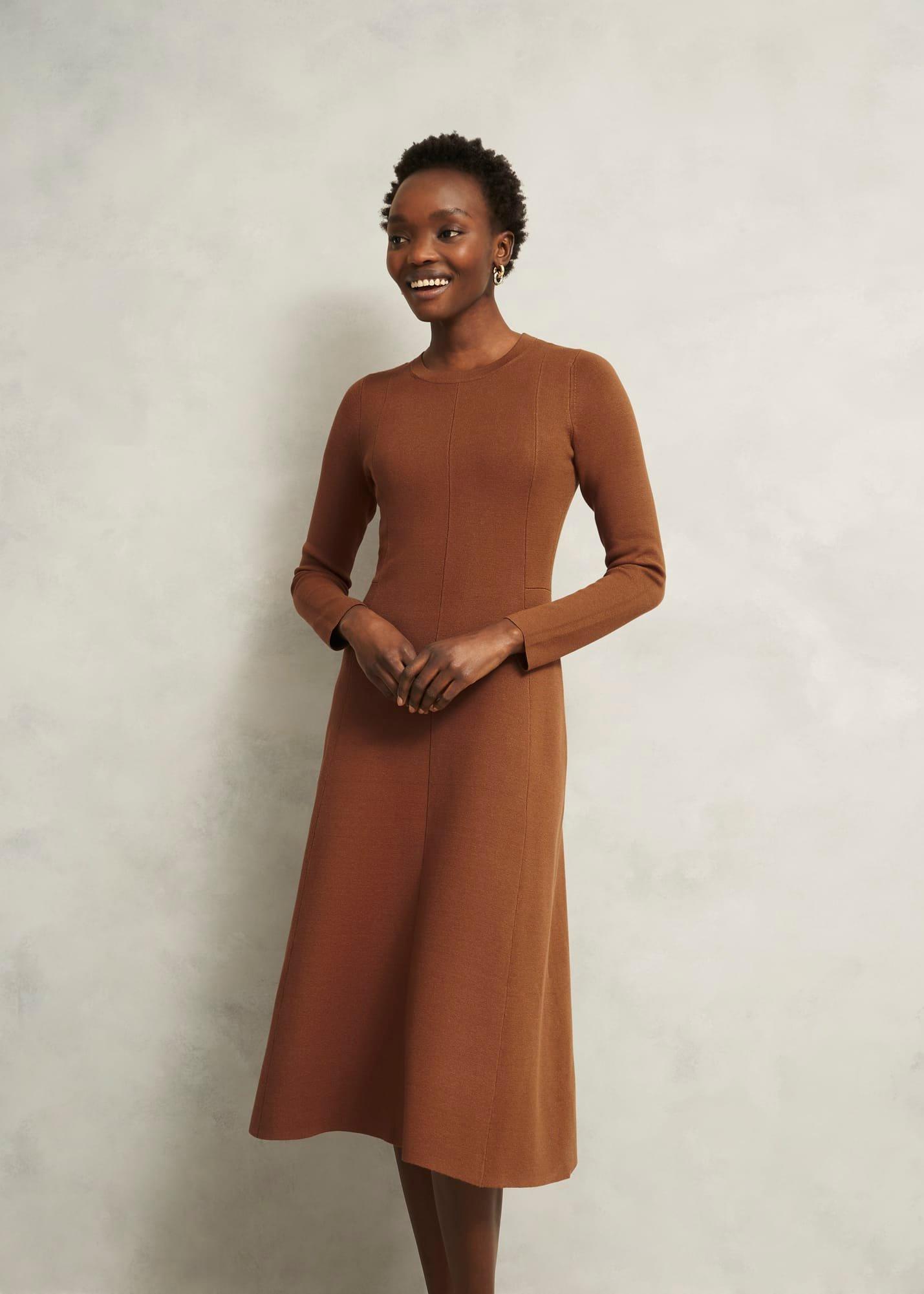 Liza Knitted Dress, Toffee, hi-res