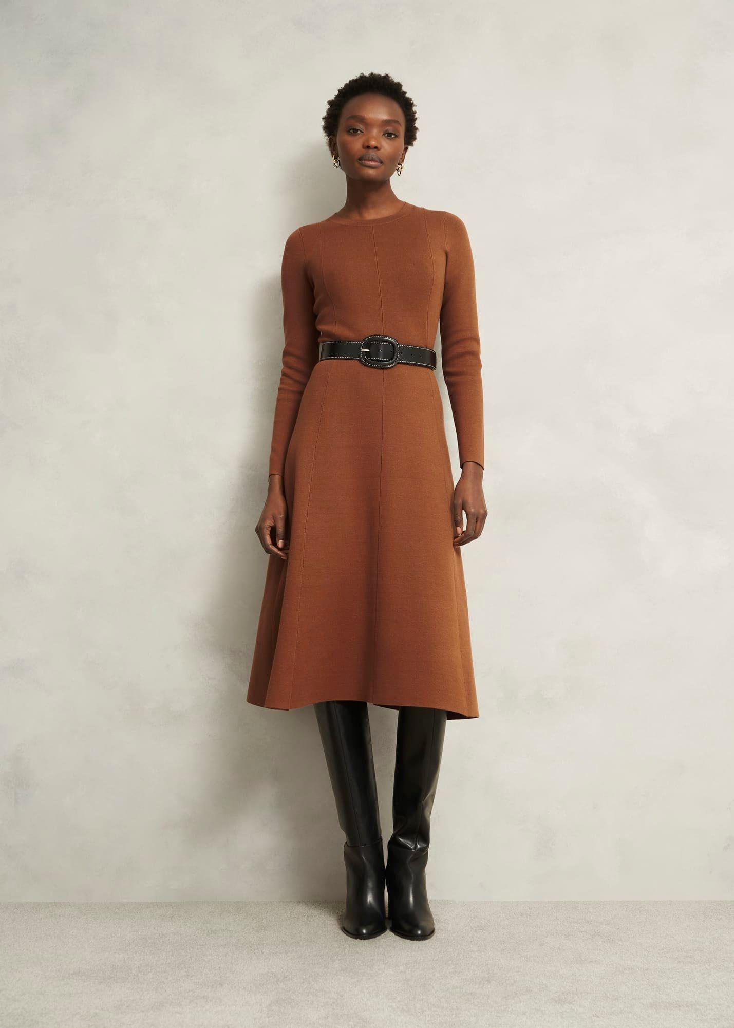 Liza Knitted Dress, Toffee, hi-res