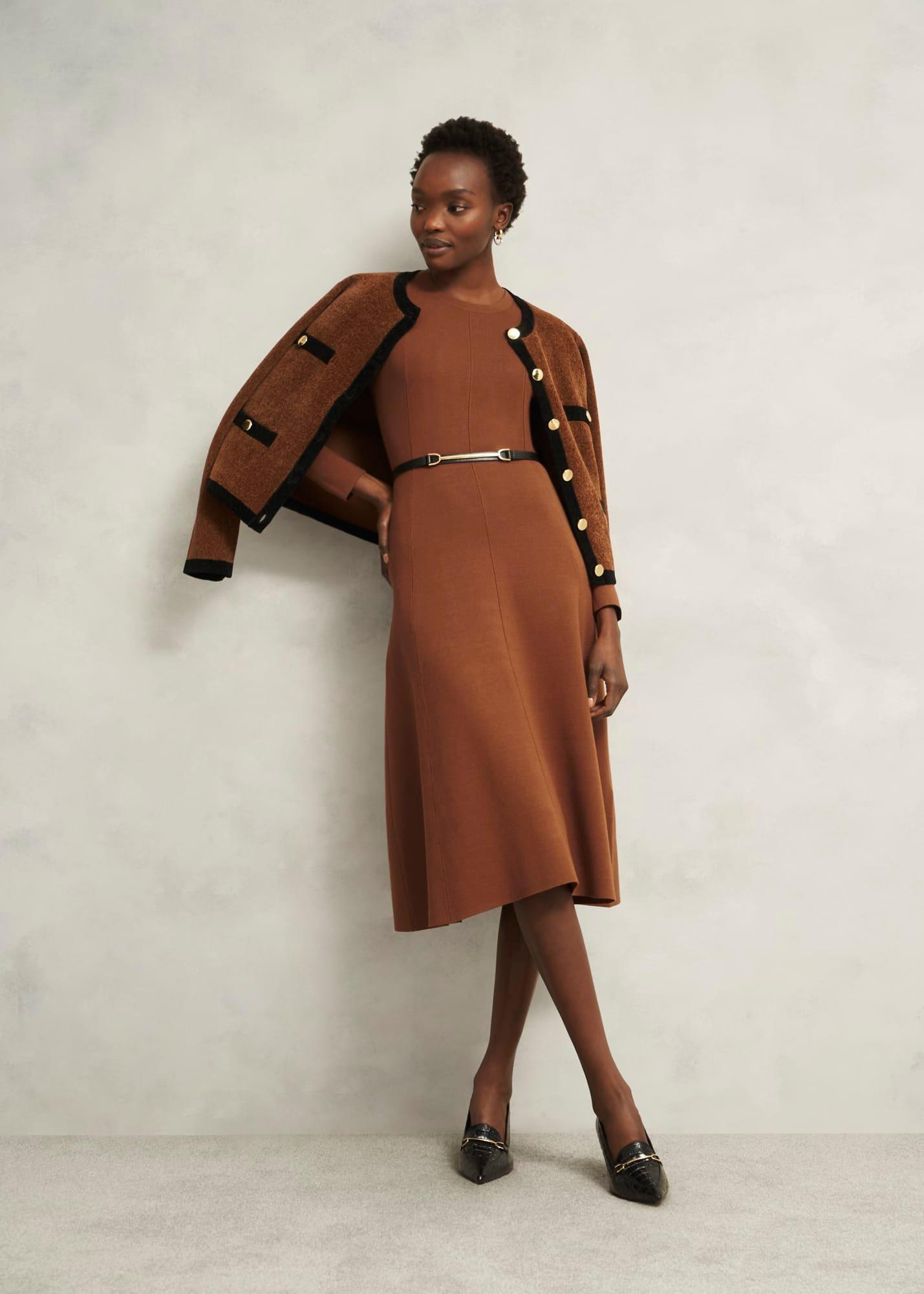 Liza Knitted Dress, Toffee, hi-res