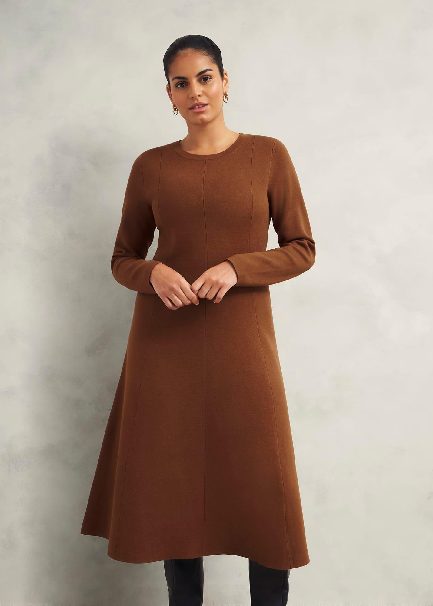 Liza Knitted Dress, Toffee, hi-res