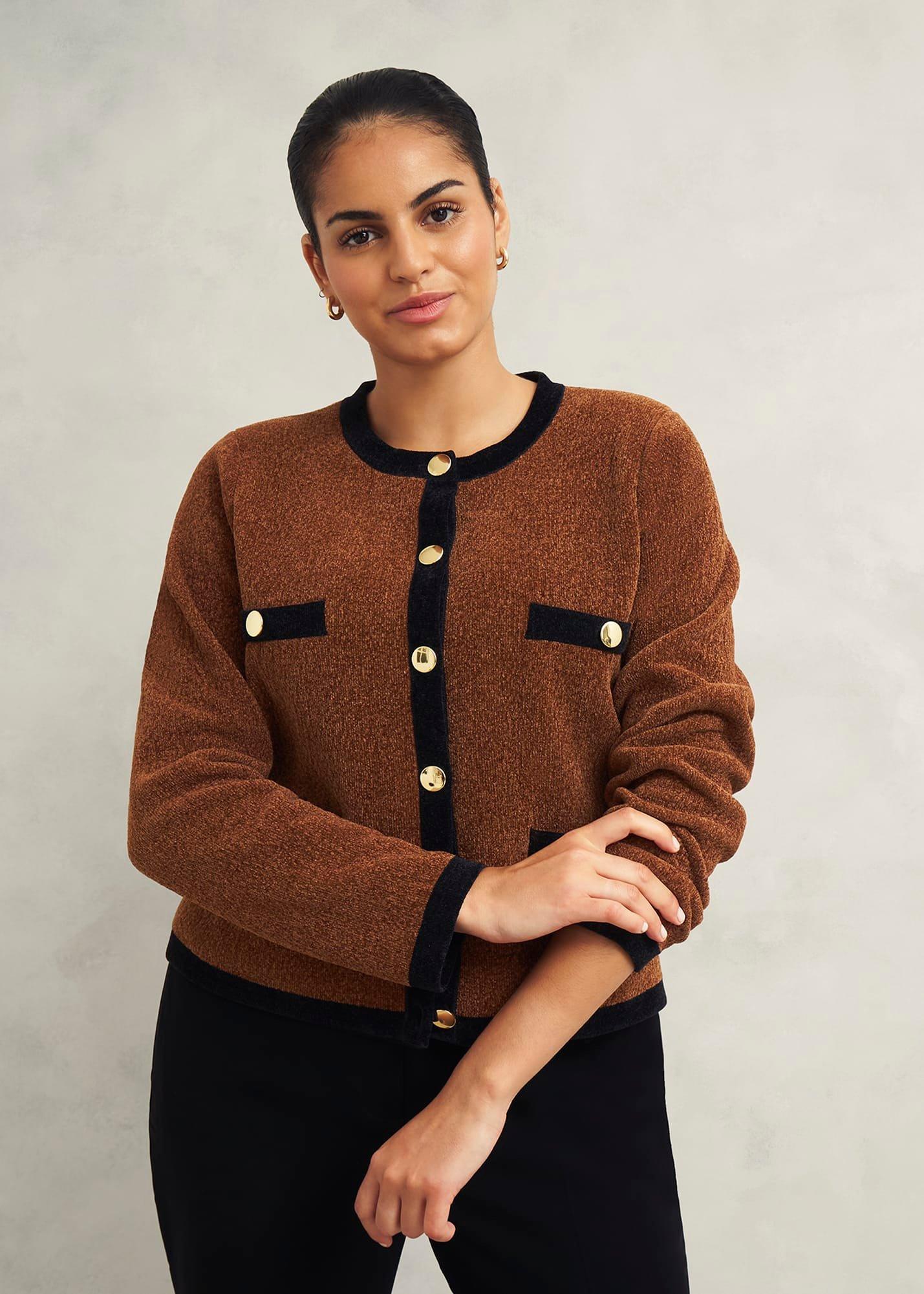 Bryony Knitted Jacket, Toffee Black, hi-res