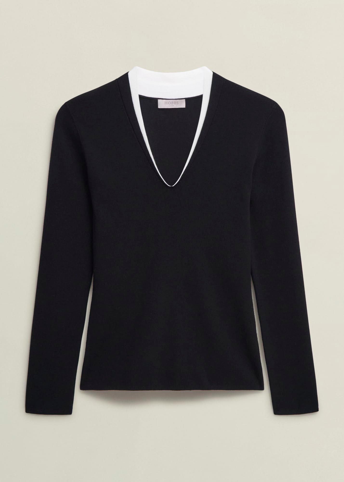 Scarlett Knitted Top, Black Ivory, hi-res