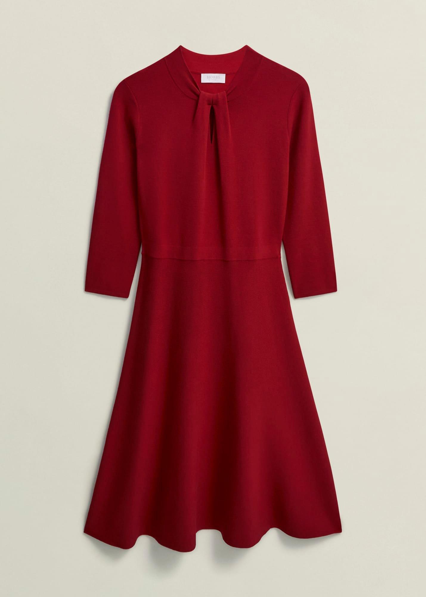 Effie Knitted Dress, True Red, hi-res