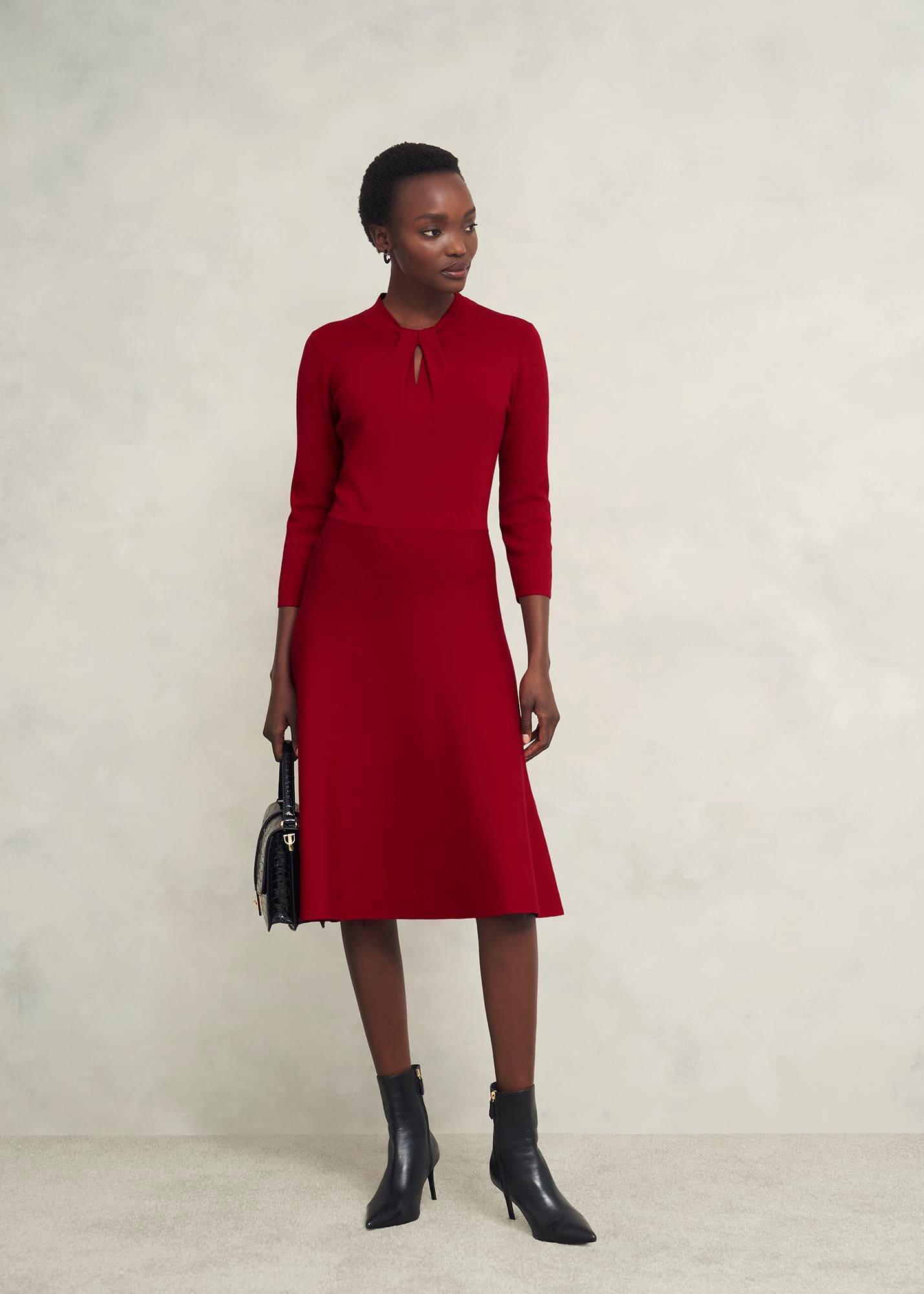 Effie Knitted Dress, True Red, hi-res