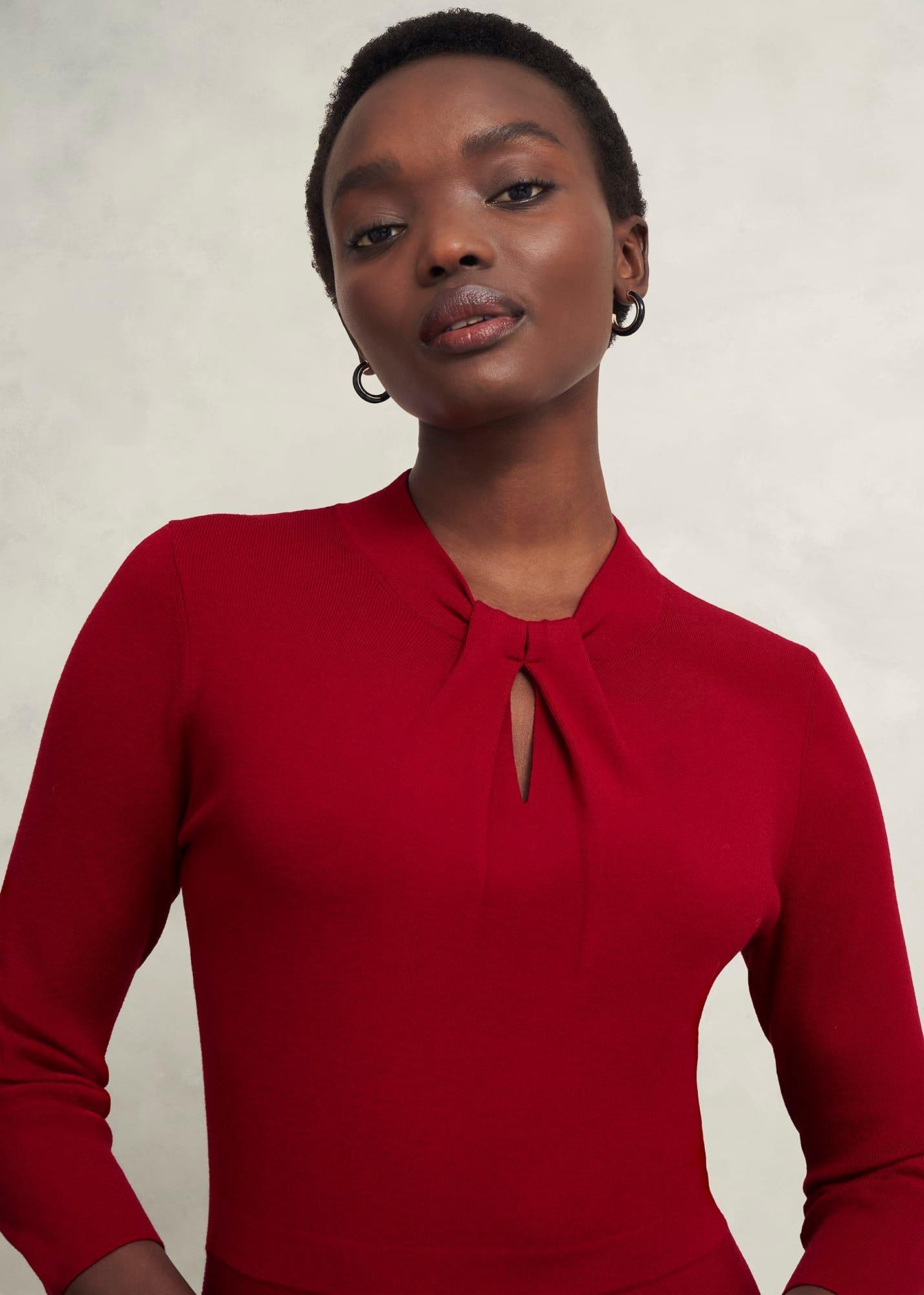 Effie Knitted Dress, True Red, hi-res