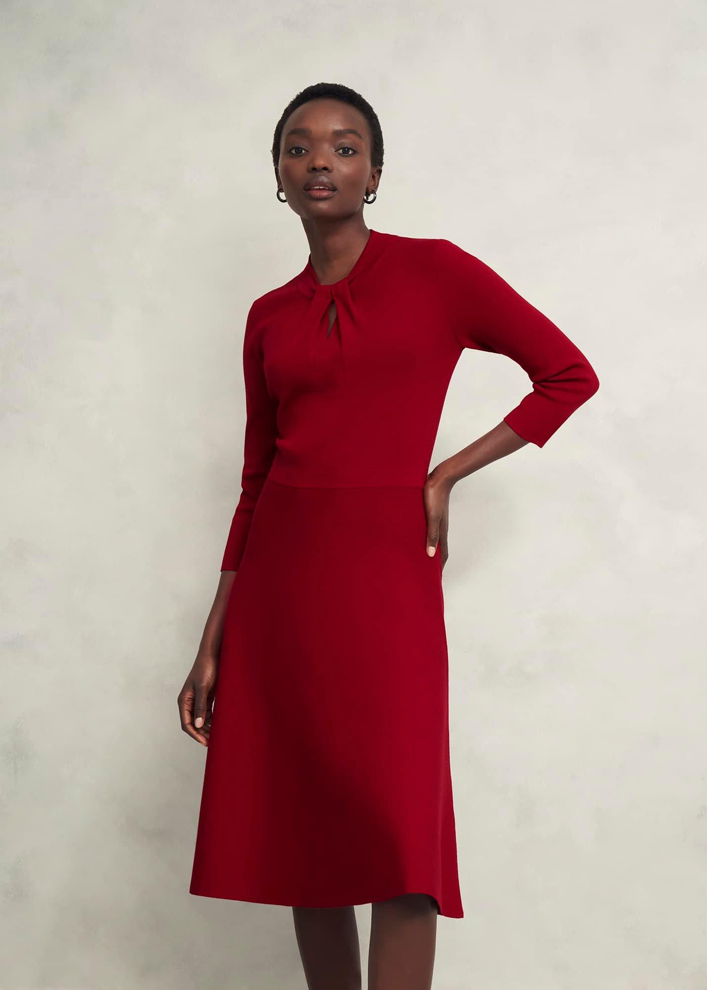 Petite Effie Knitted Dress, True Red, hi-res