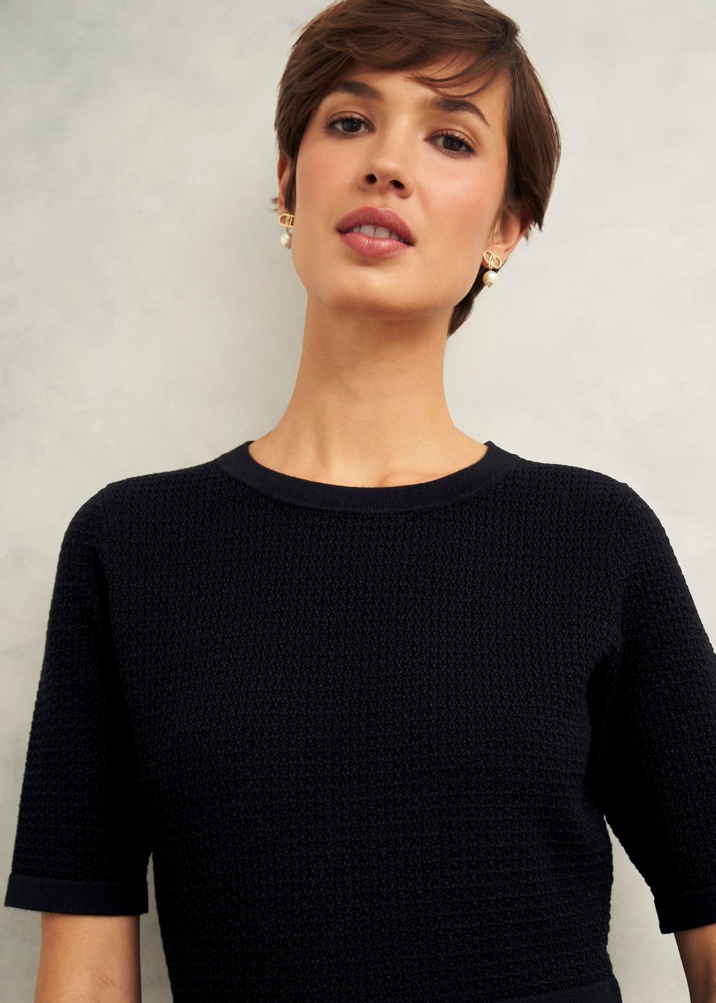 Petra Knitted Dress, Hobbs Black, hi-res