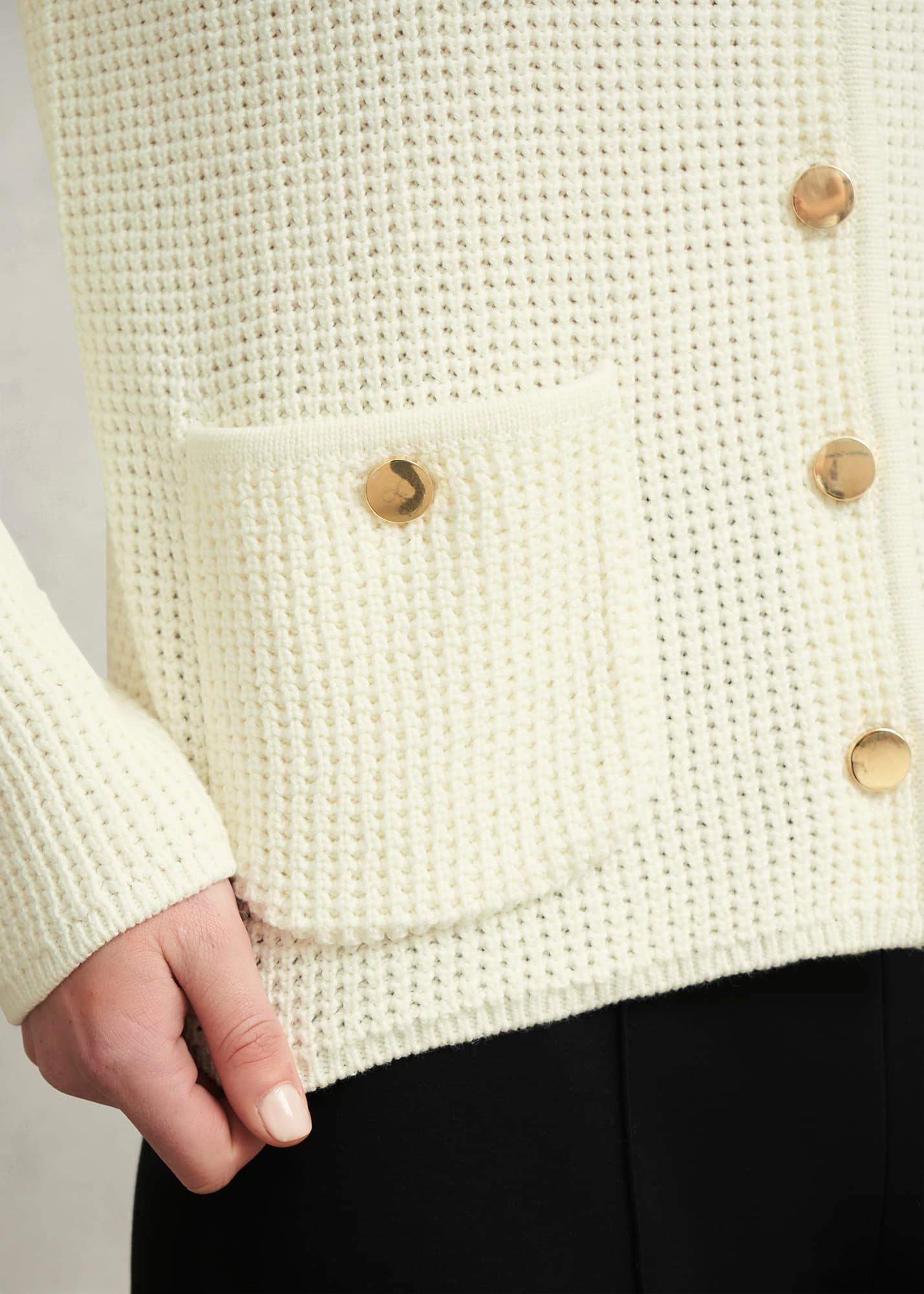 Adela Cotton Knitted Jacket , Warm Ivory, hi-res