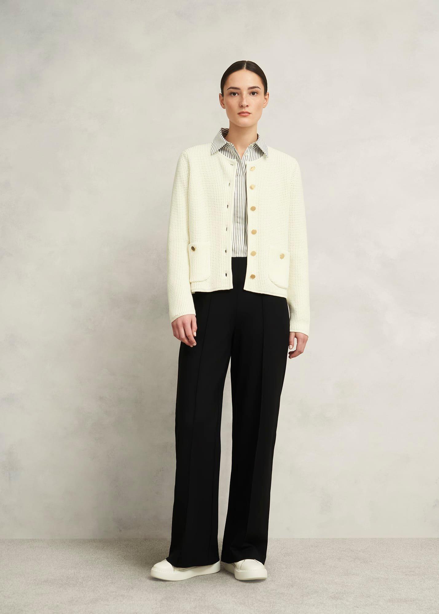 Adela Cotton Knitted Jacket , Warm Ivory, hi-res