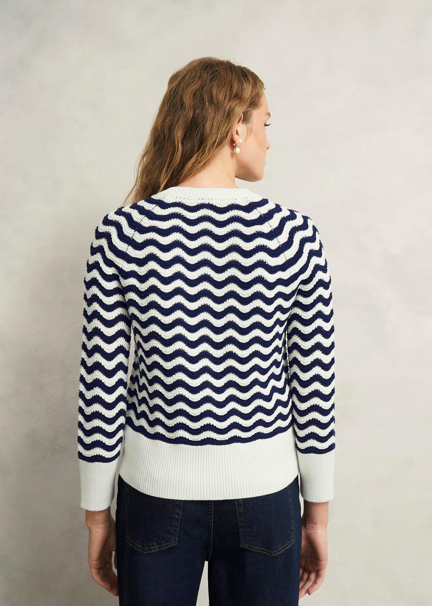 Lulu Cotton Cardigan, Navy Warm Ivory, hi-res