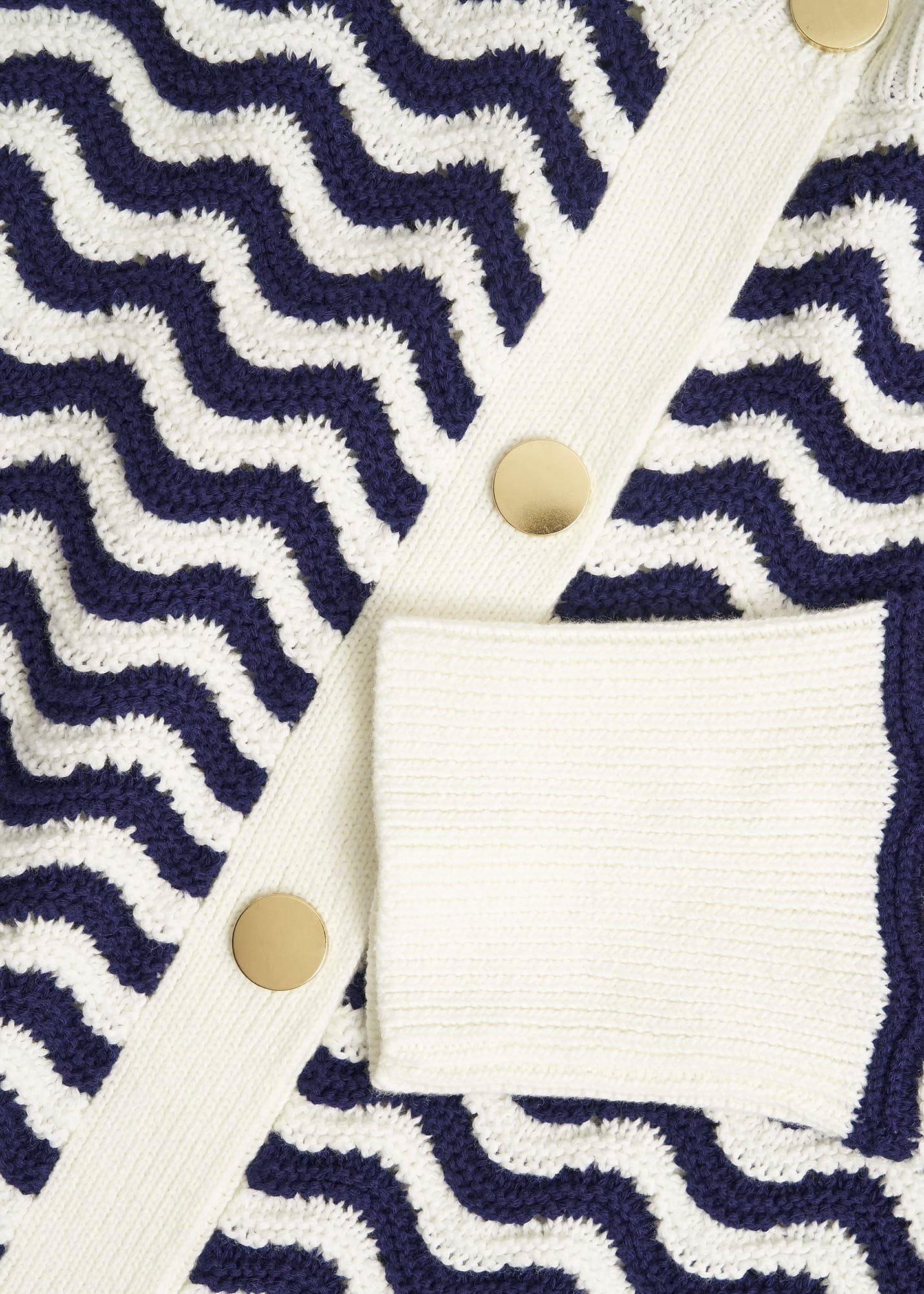 Lulu Cotton Cardigan, Navy Warm Ivory, hi-res