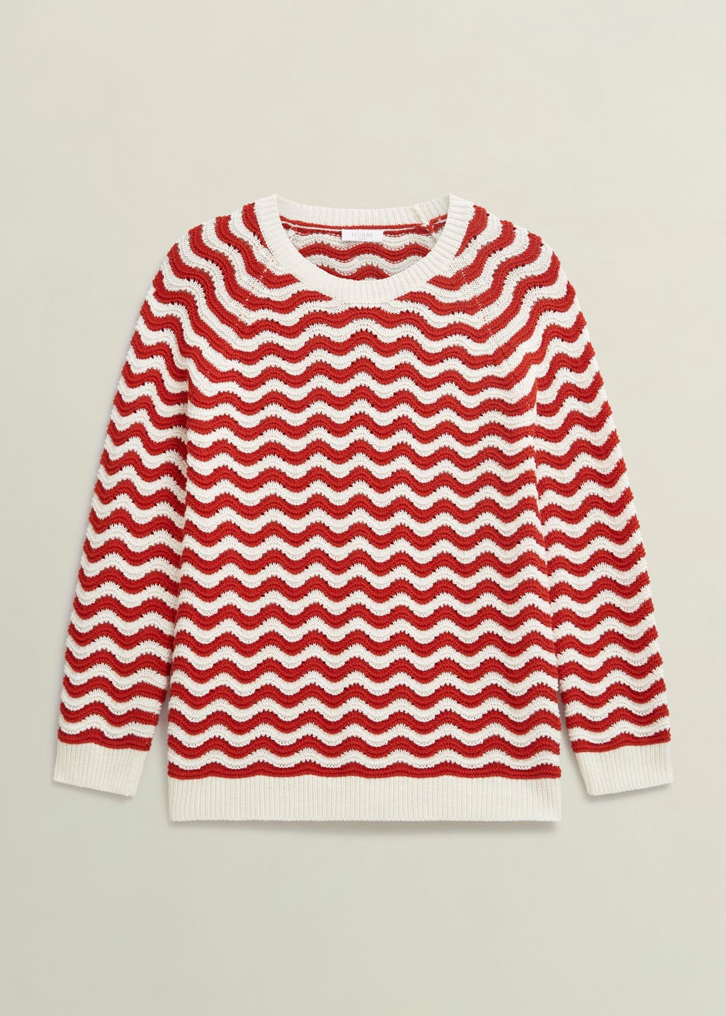 Lulu Cotton Jumper , Red Ivory, hi-res