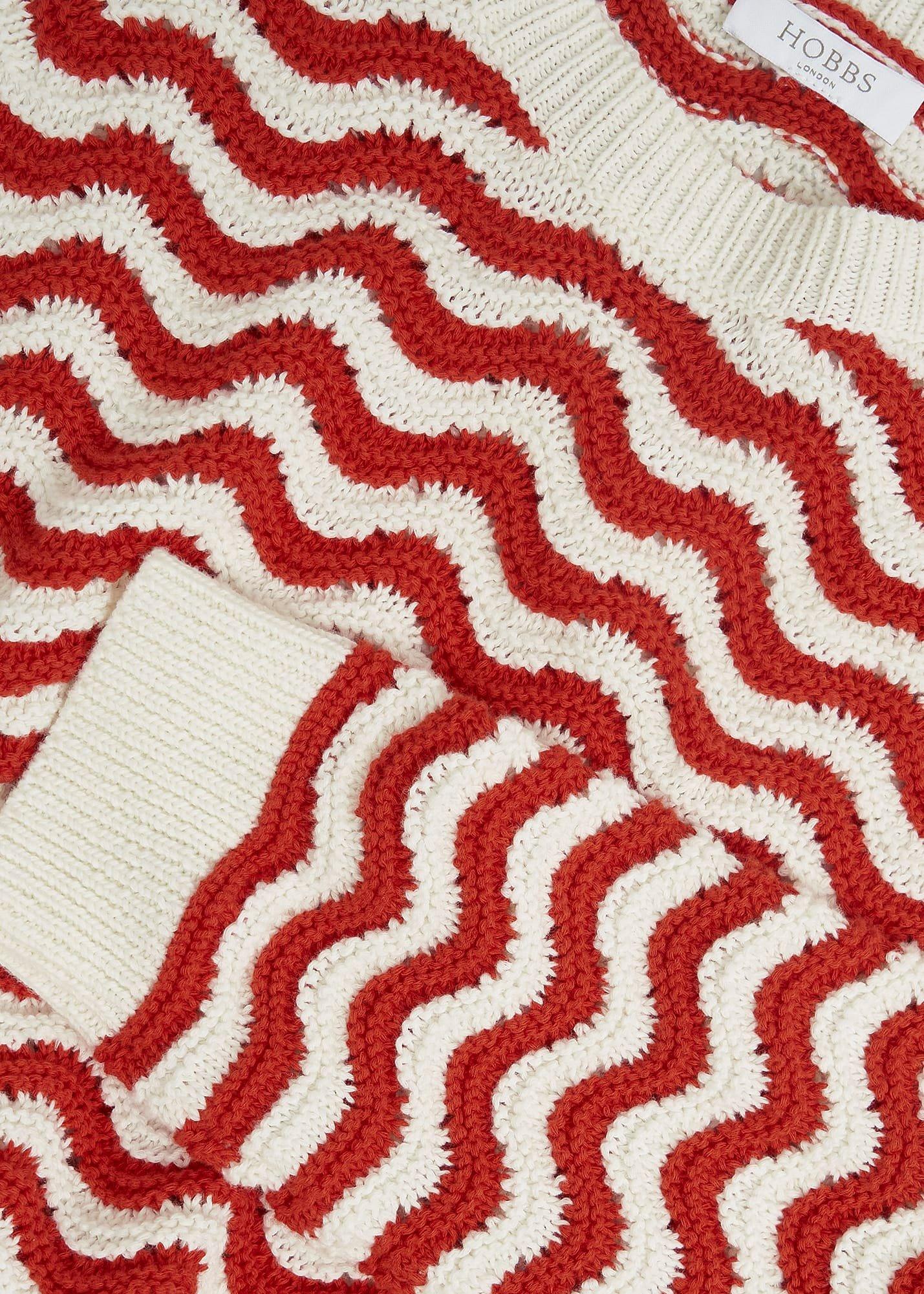 Lulu Cotton Jumper , Red Ivory, hi-res