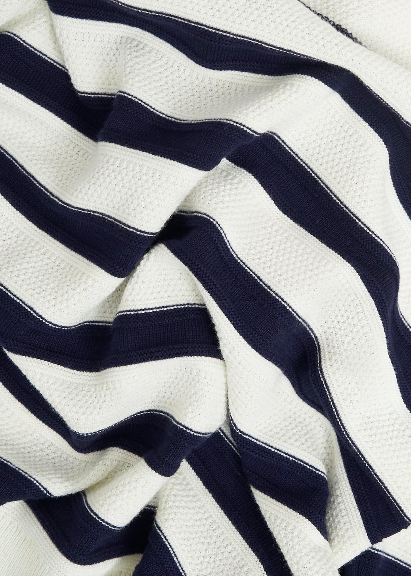 Amoura Striped Cotton Jumper, Ivory Navy, hi-res