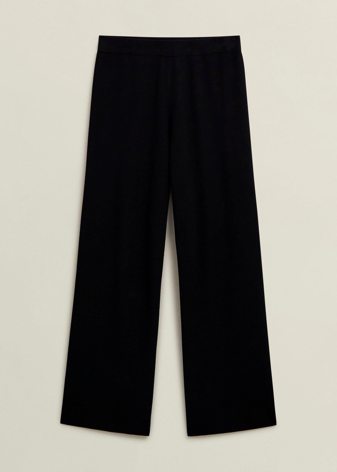 Black Harris Wide Leg Knitted Co-ord Trousers, Hobbs Black, hi-res
